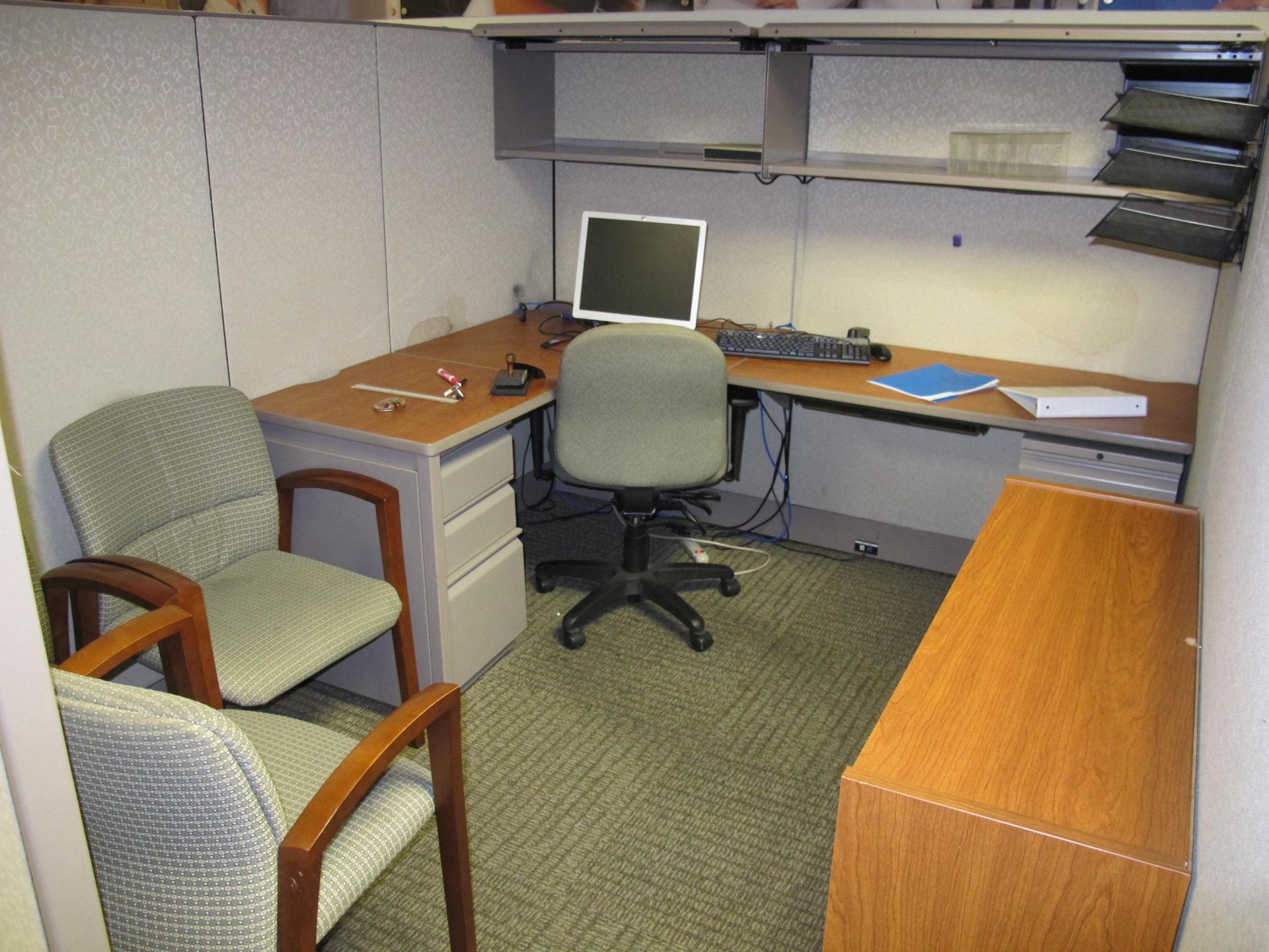 (3) Partitioned Cubicle Workstations (Including:  3 L-Shaped Desks, 1 Jr. Exec Chair, 6 Side Chairs, - Image 3 of 4
