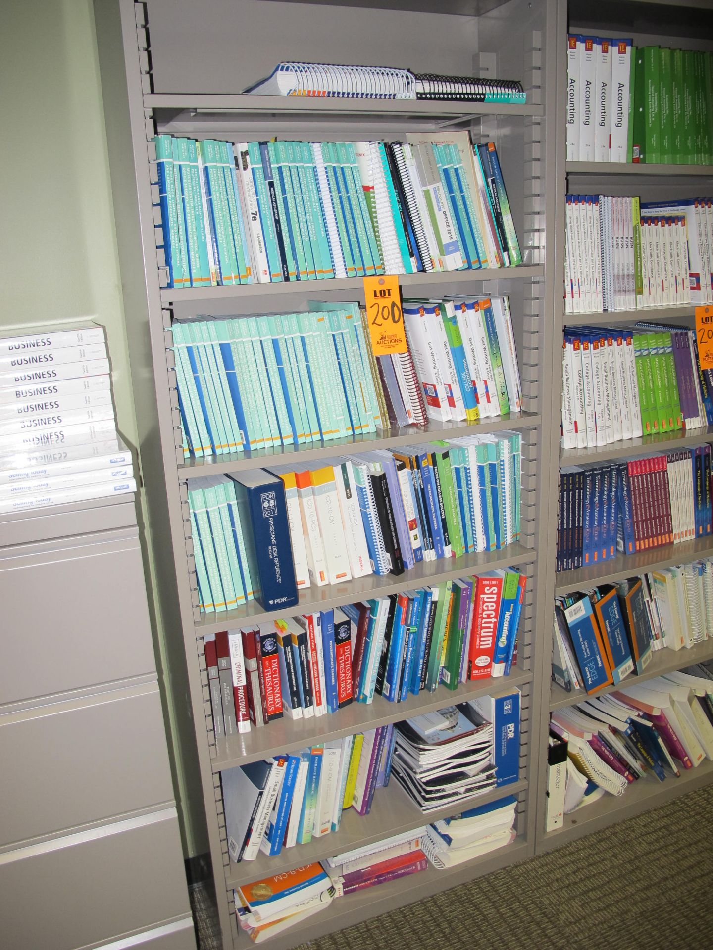 7-Shelf Metal Bookcase & Contents (Incl. Healcare, Business Computing, Reference; Instructor