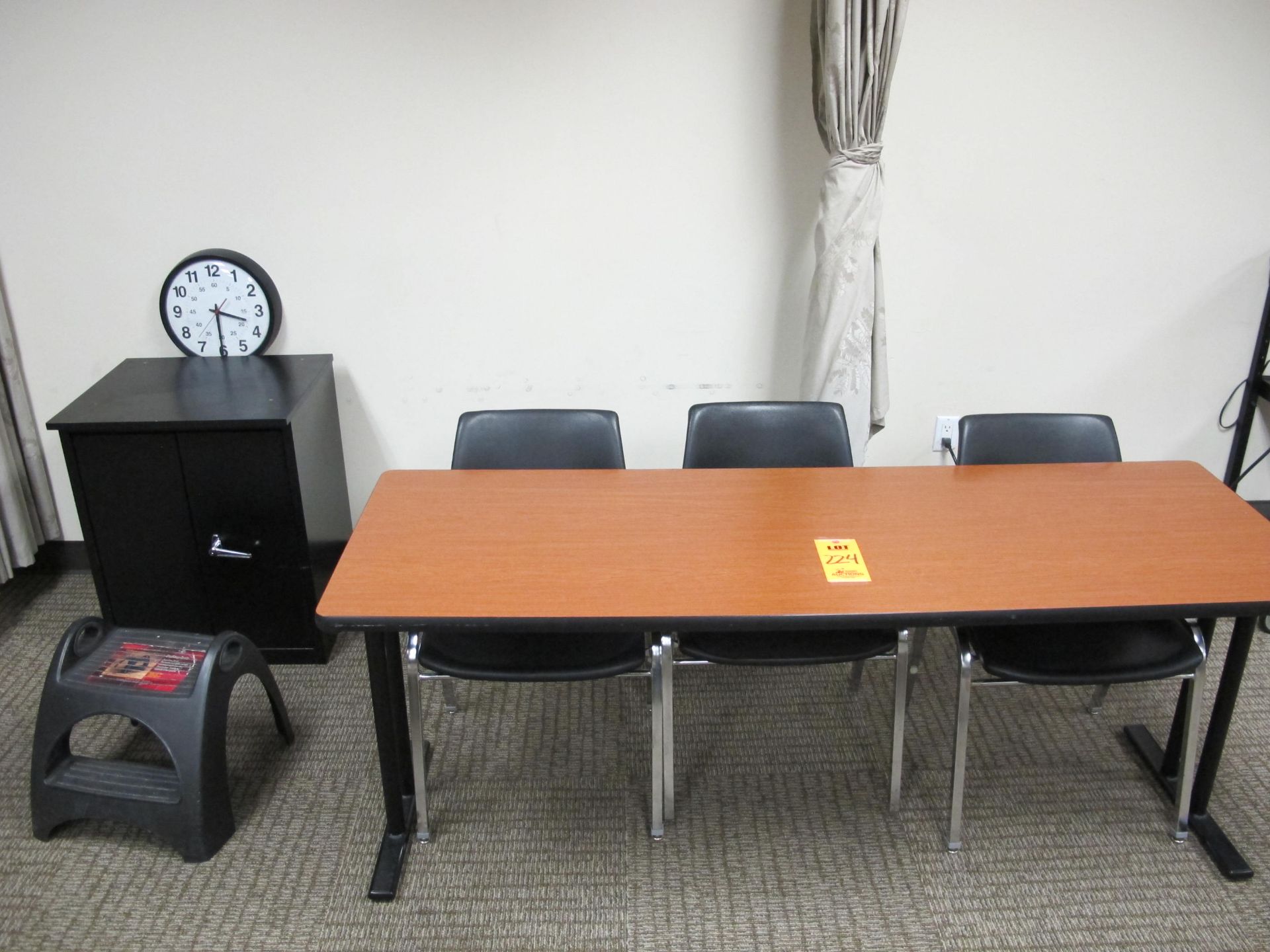 Teacher's Station including 6ft. X 2ft. Work Table, 3 Chairs, Audio/Video Cabinet and Stool, Small