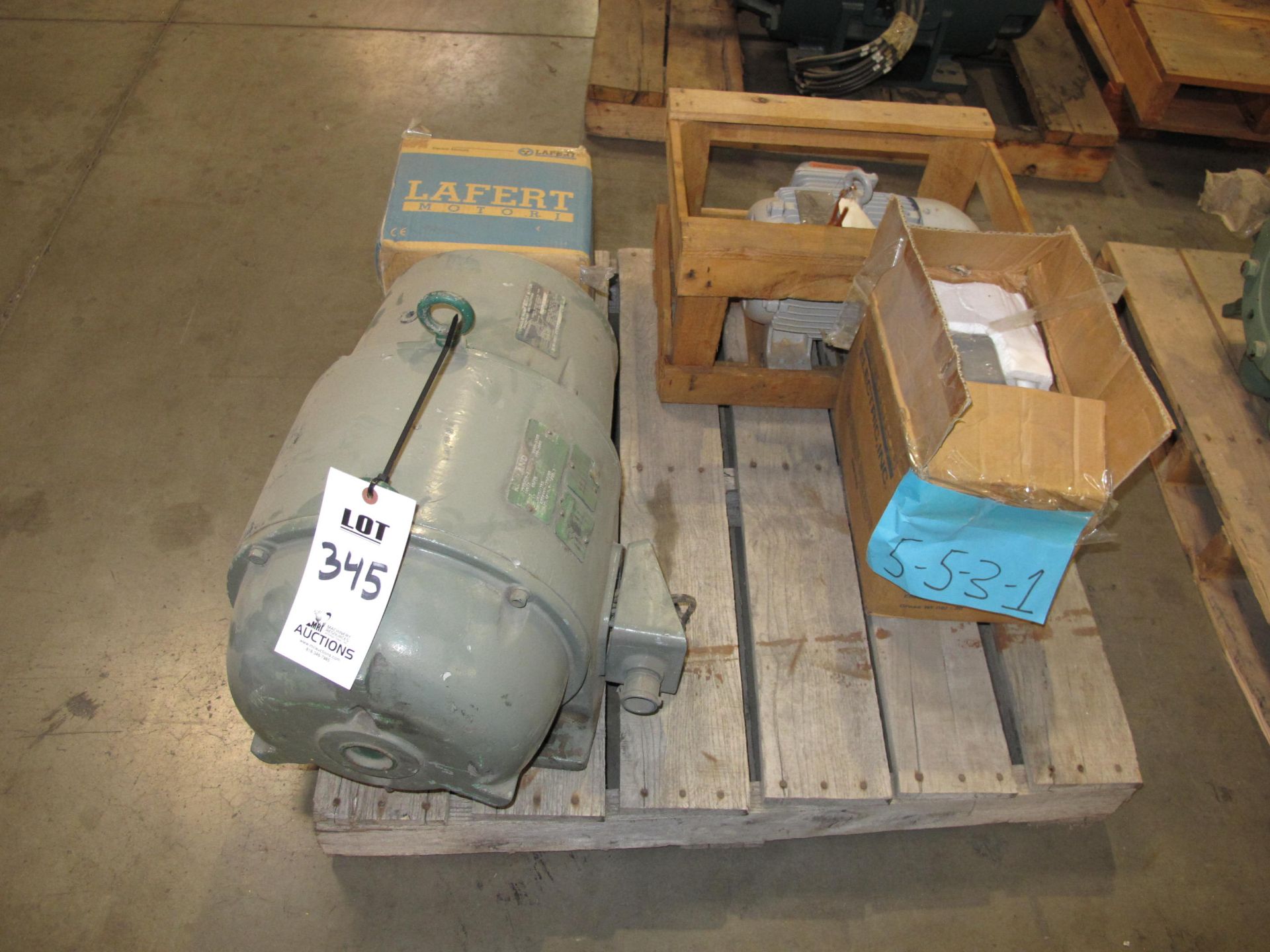 LOT TO INCLUDE REULAND MOTOR, MODEL 14917, LAFERT ELECTRIC MOTOR, STERLING ELECTRIC MOTOR, WEG