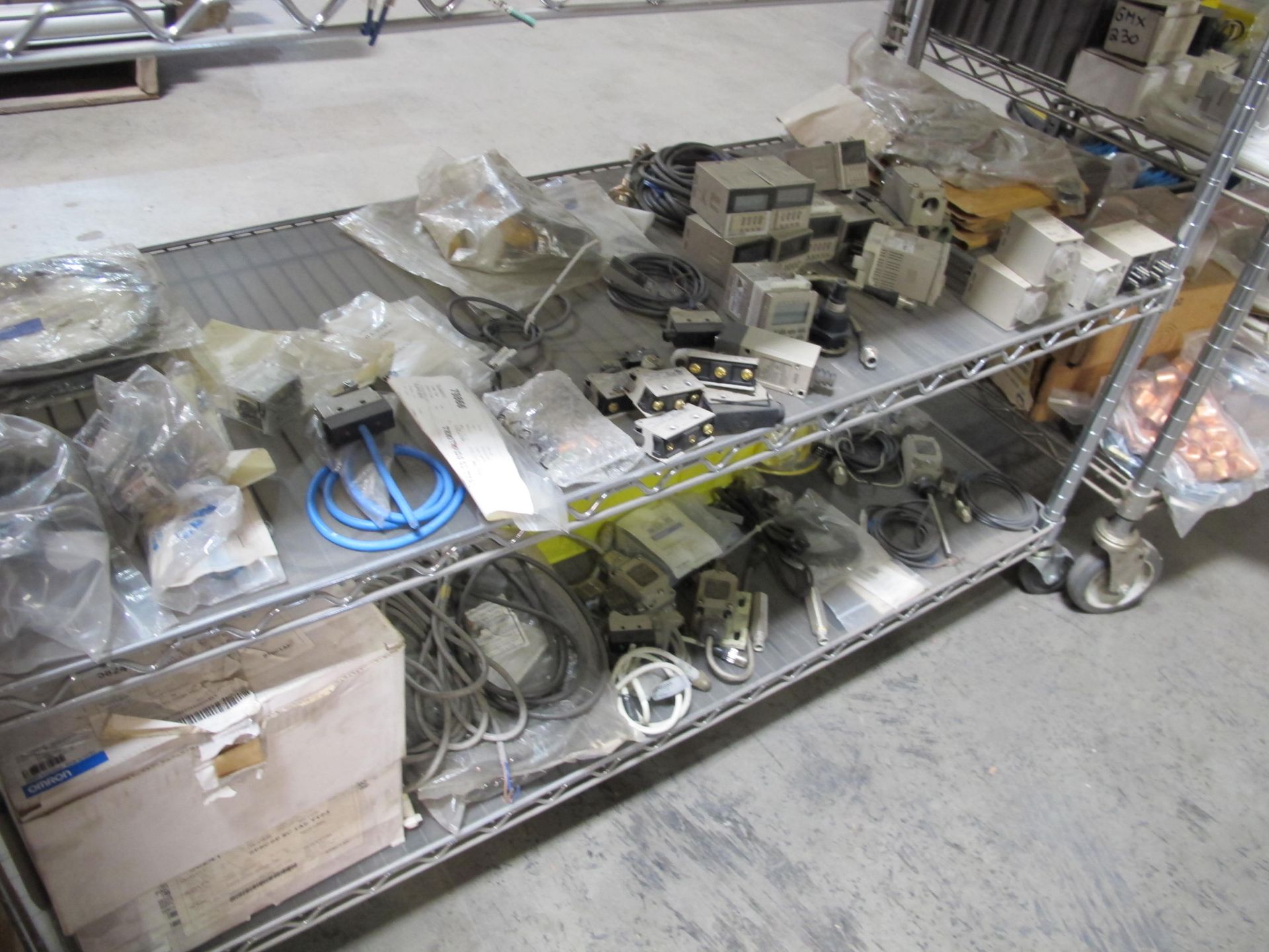 ROLLING STEEL CART WITH CONTENTS TO INCLUDE MISC. ELECTRICAL: CONTROLS, CONTROLLERS, CONTACTS, - Image 6 of 7