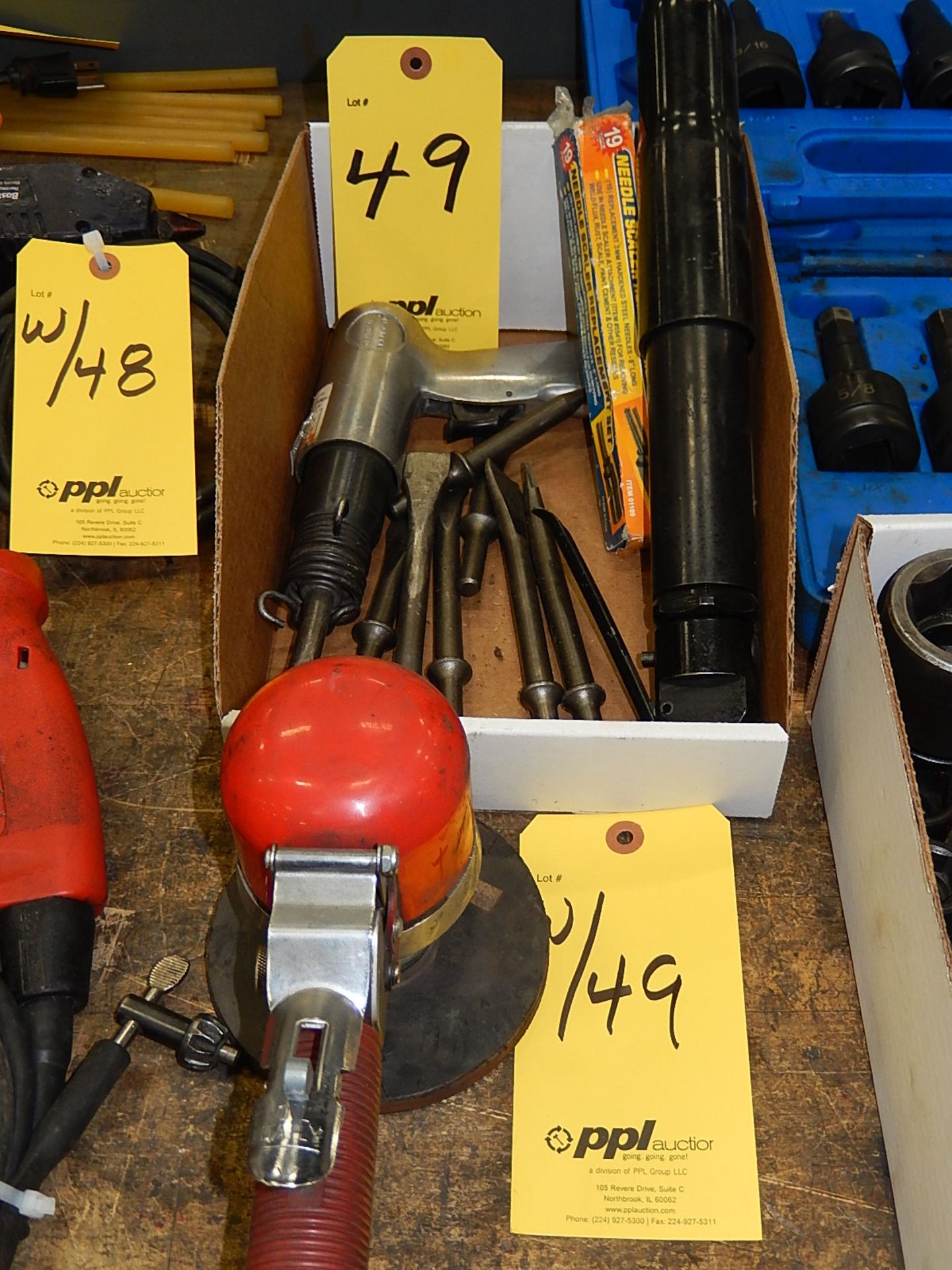 ASSORTED PNEUMATIC TOOLS IN (1) BOX AND (1 PC)