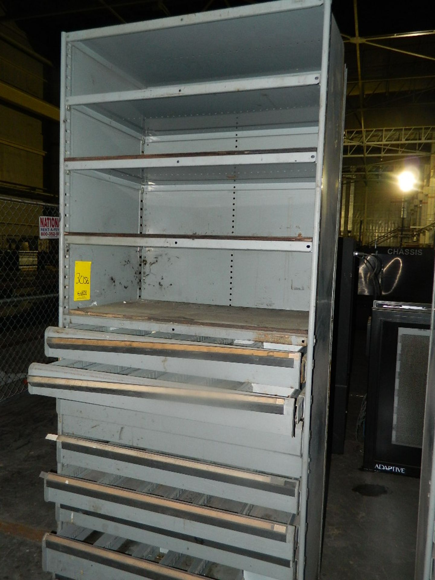 METAL CABINET WITH SHELVES & DRAWERS