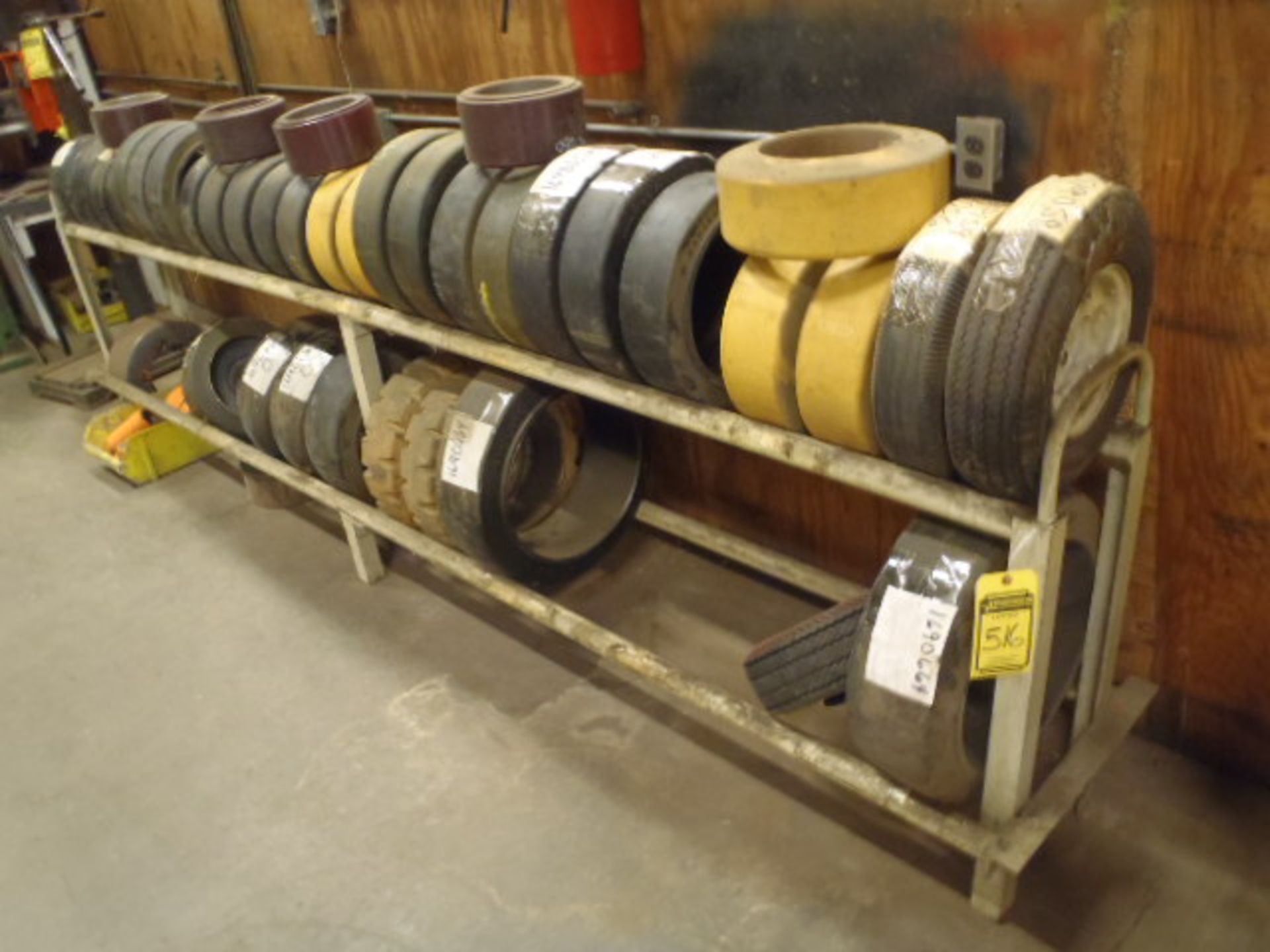RACK & CONTENTS OF FORKLIFT TIRES