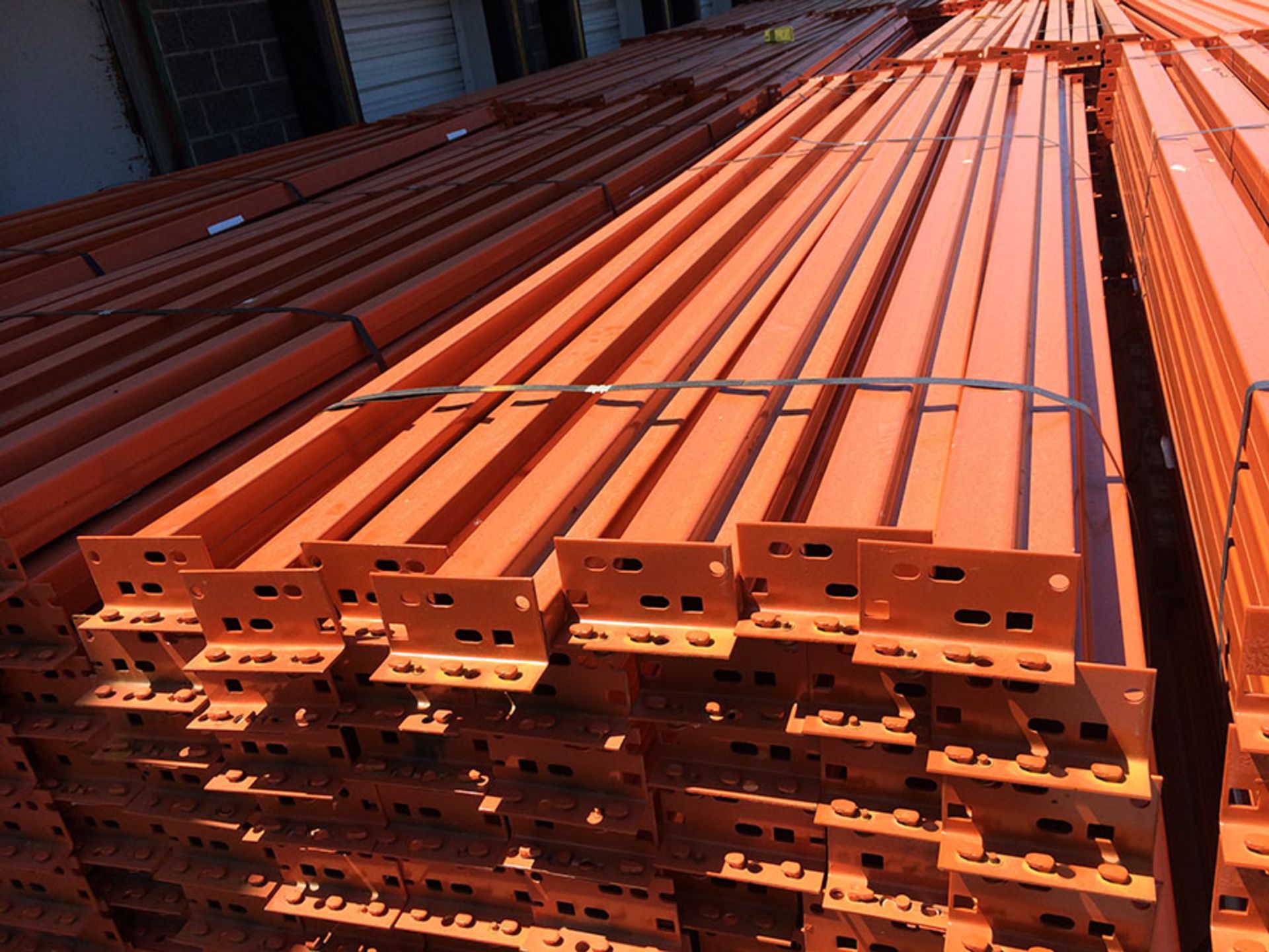 144'' X 4'' INTERLAKE PALLET RACK BEAMS FOR TEARDROP-STYLE PALLET RACK, MODEL IK40E, 1-5/8'' STEP