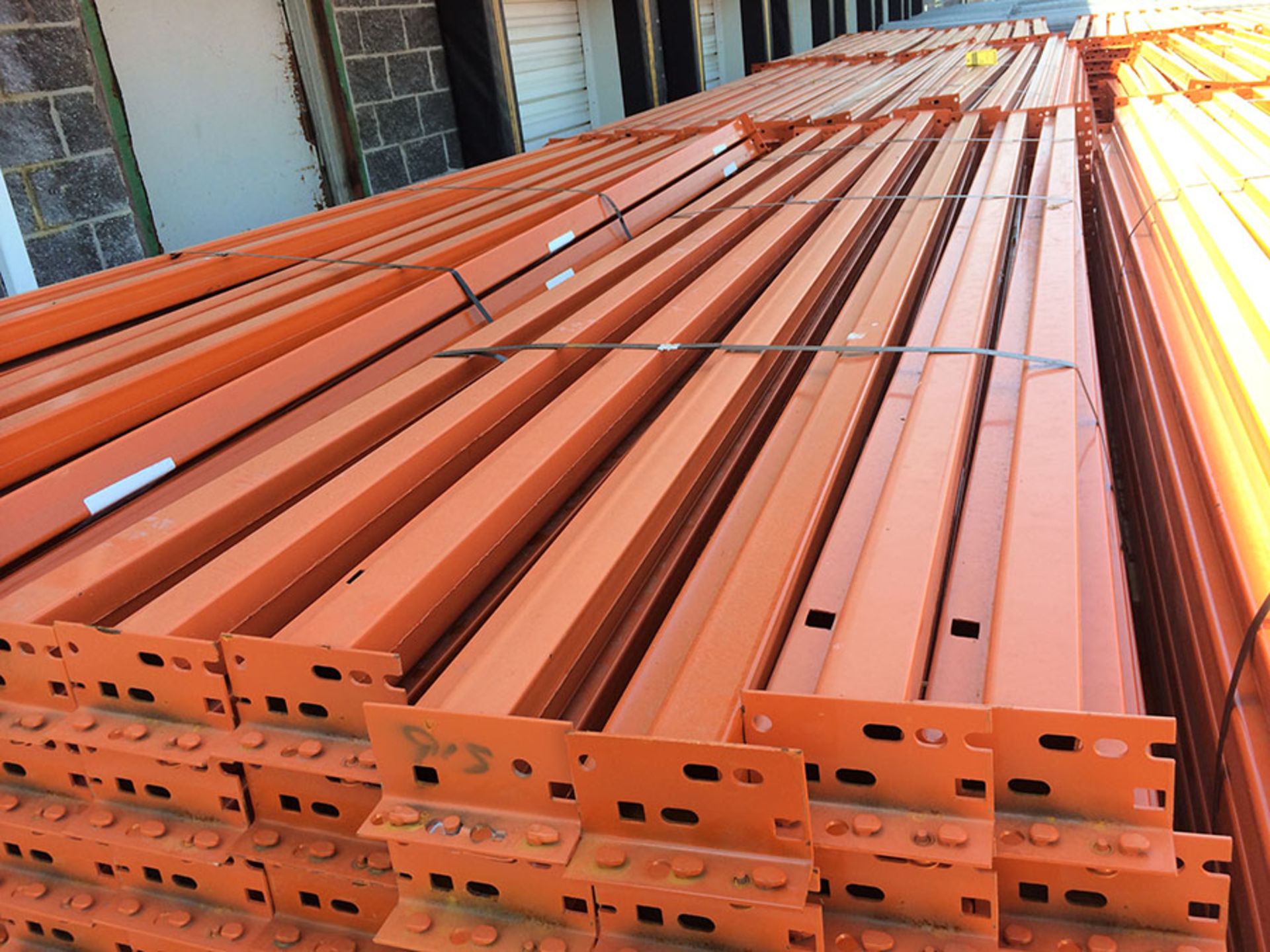 144'' X 4'' INTERLAKE PALLET RACK BEAMS FOR TEARDROP-STYLE PALLET RACK, MODEL IK40E, 1-5/8'' STEP