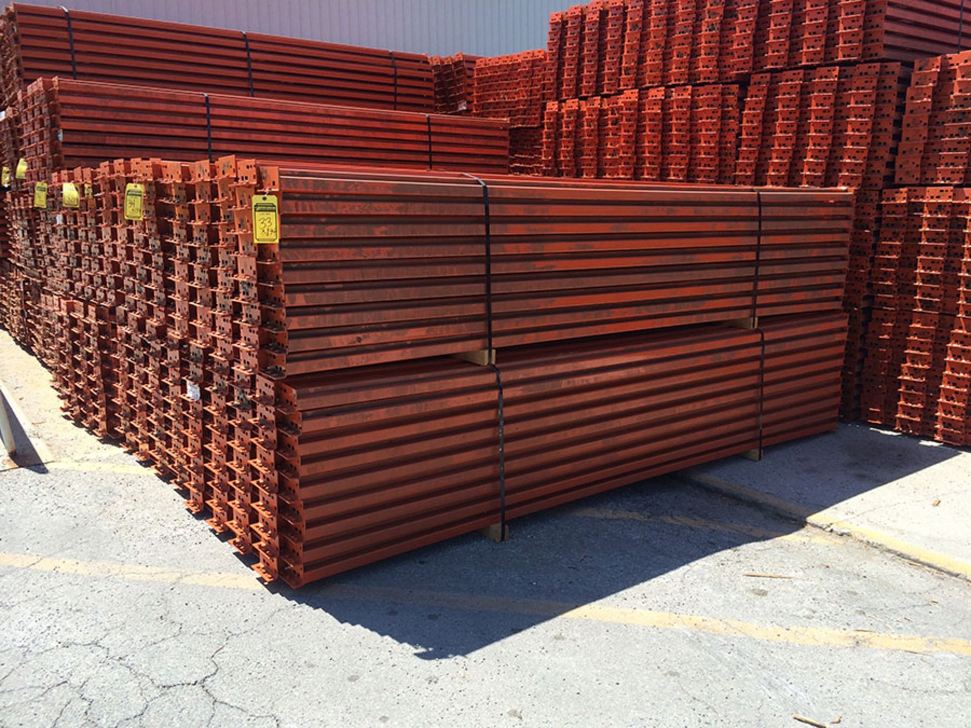 144'' X 4'' INTERLAKE PALLET RACK BEAMS FOR TEARDROP-STYLE PALLET RACK, MODEL IK40E, 1-5/8'' STEP