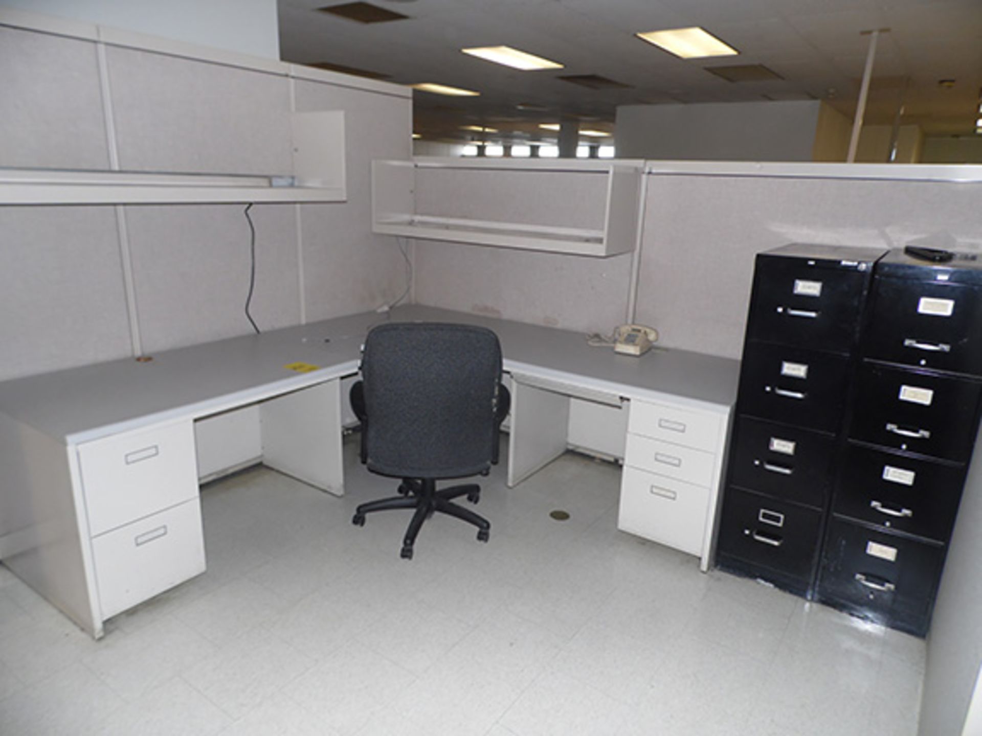 CONTENTS OF CUBICAL; (2) DESKS, (2) FILE CABINET AND CHAIR