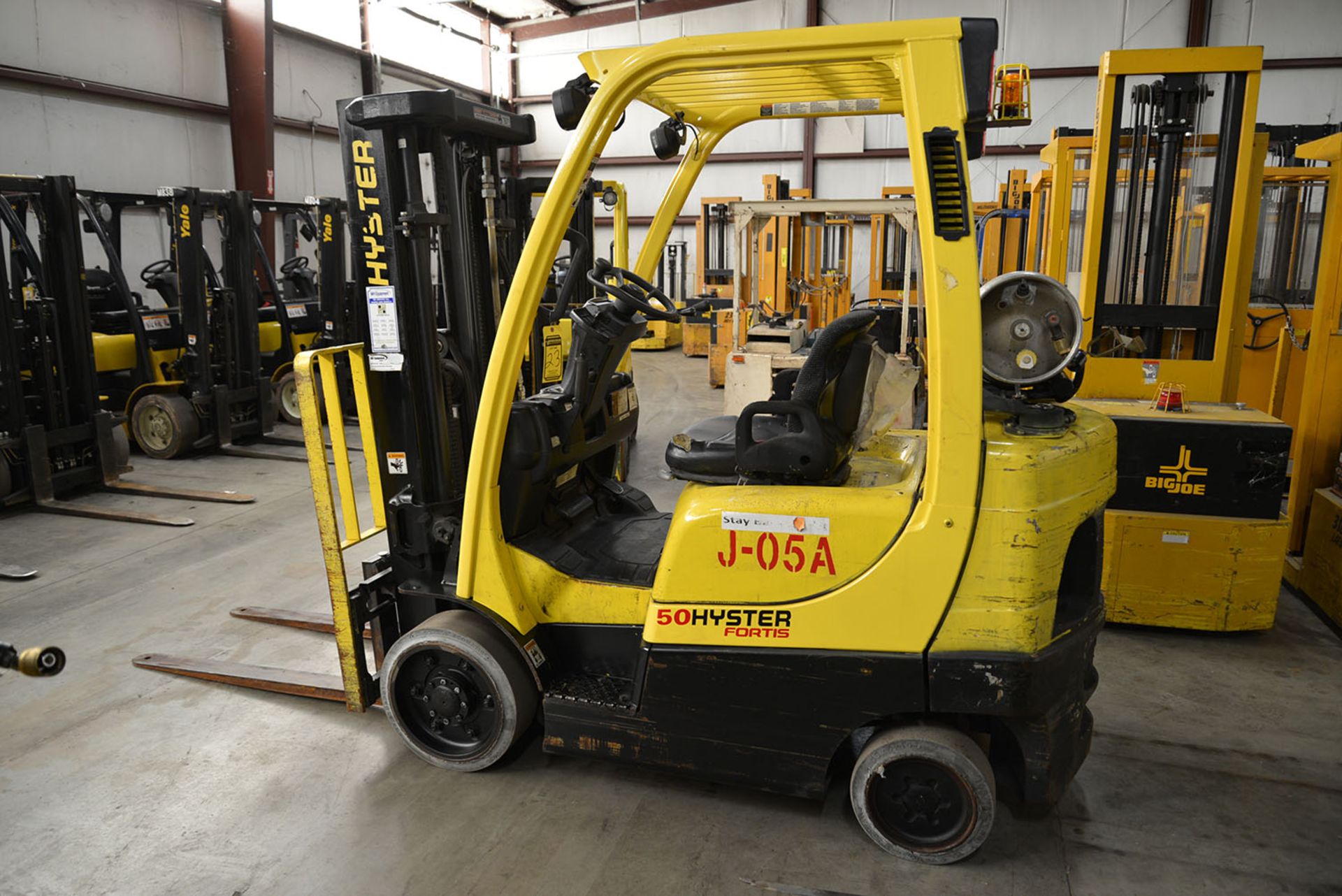 2009 HYSTER 5,000-lb. Capacity Forklift, Model S50FT, S/N F187V15715G, LPG, Lever Shift, Solid