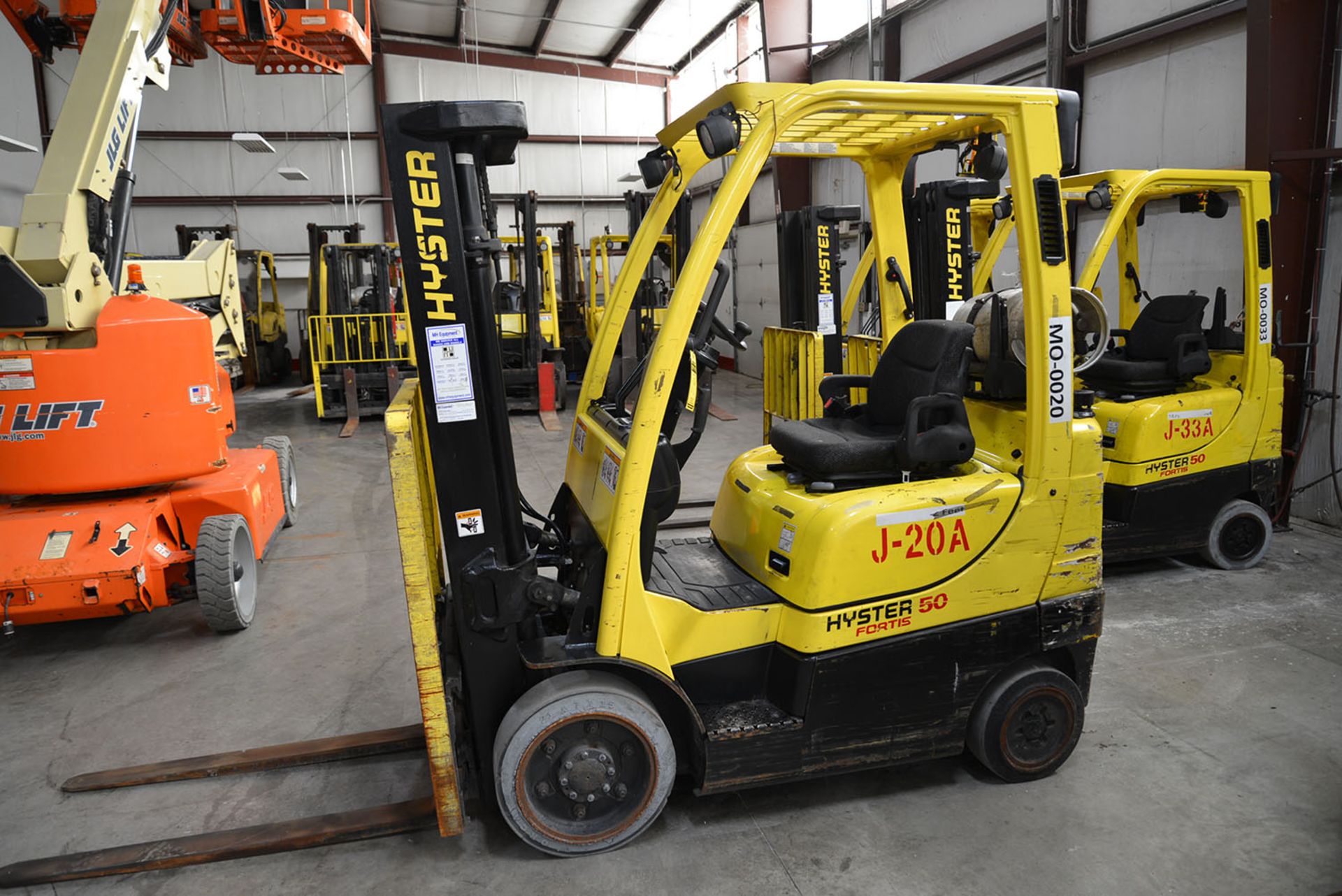 2009 HYSTER 5,000-lb. Capacity Forklift, Model S50FT, S/N F187V15723G, LPG, Lever Shift, Solid