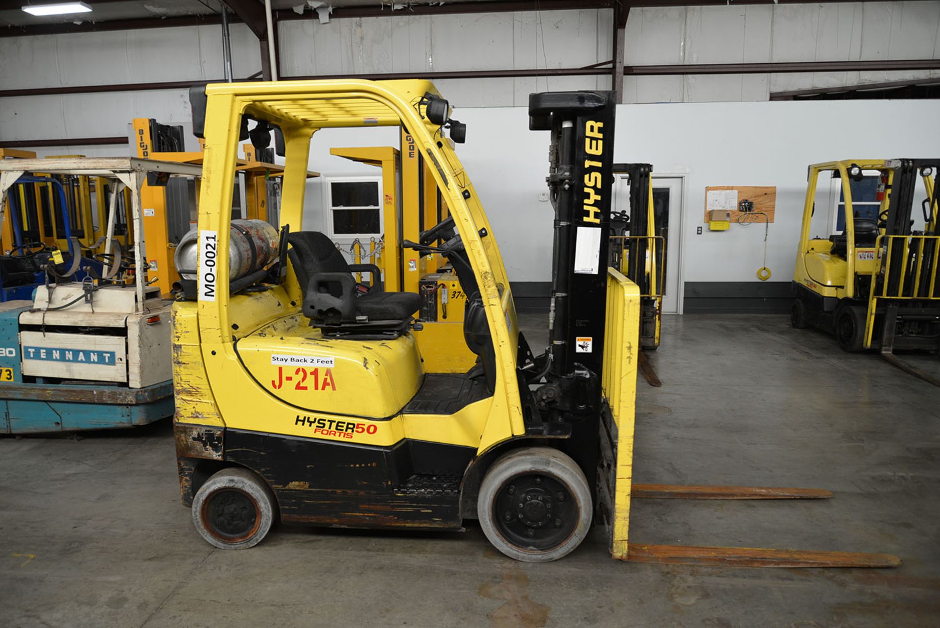 2009 HYSTER 5,000-lb. Capacity Forklift, Model S50FT, S/N F187V15724G, LPG, Lever Shift, Solid