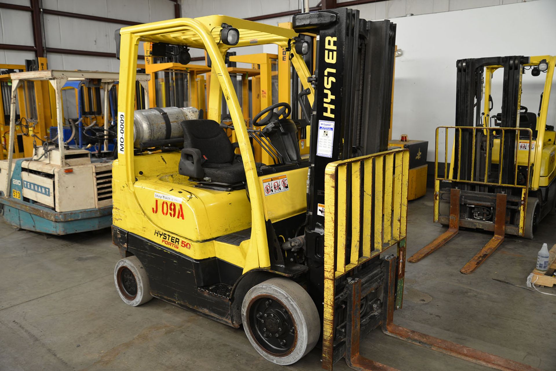 2009 HYSTER 5,000-lb. Capacity Forklift, Model S50FT, S/N F187V15713G, LPG, Lever Shift, Solid