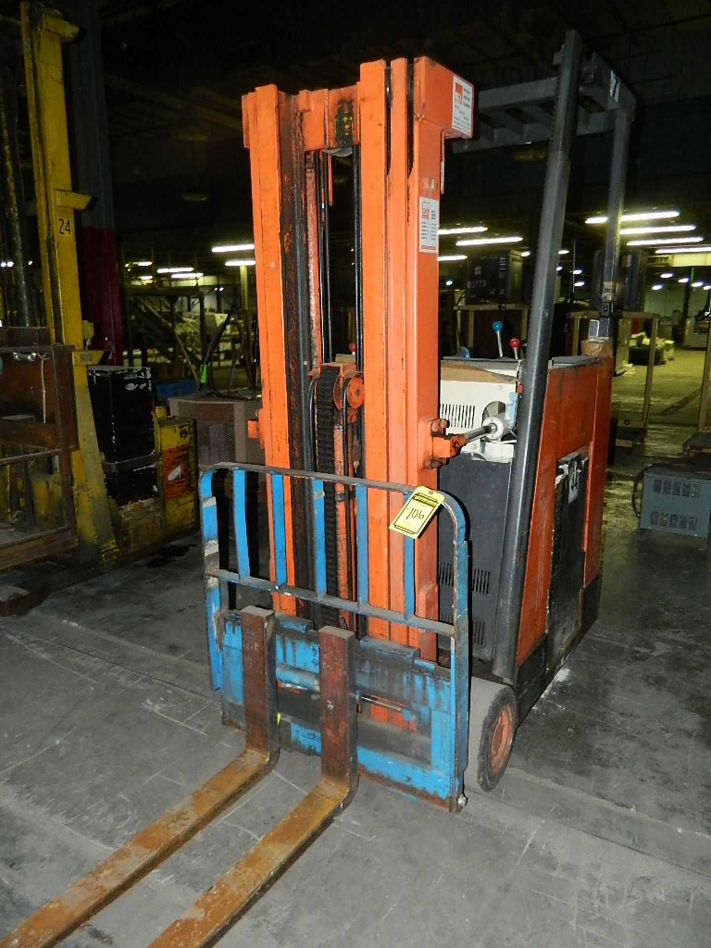 CROWN 3,200 LBS. CAPACITY ELECTRIC STAND UP RIDER FORKLIFT, MODEL 35RCTT, 12,157 HOURS, S/N N-67582