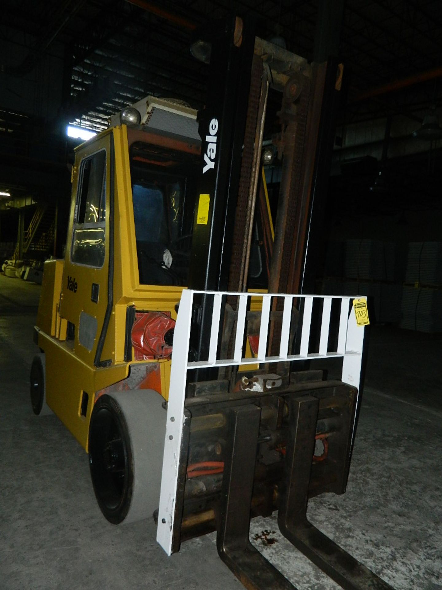 YALE 13,000 CAPACITY FORKLIFT, DIESEL, CAB A/C HEAT, FORK CLOSURES, SOLID TIRES, 5,823 HOURS, S/N - Image 2 of 2