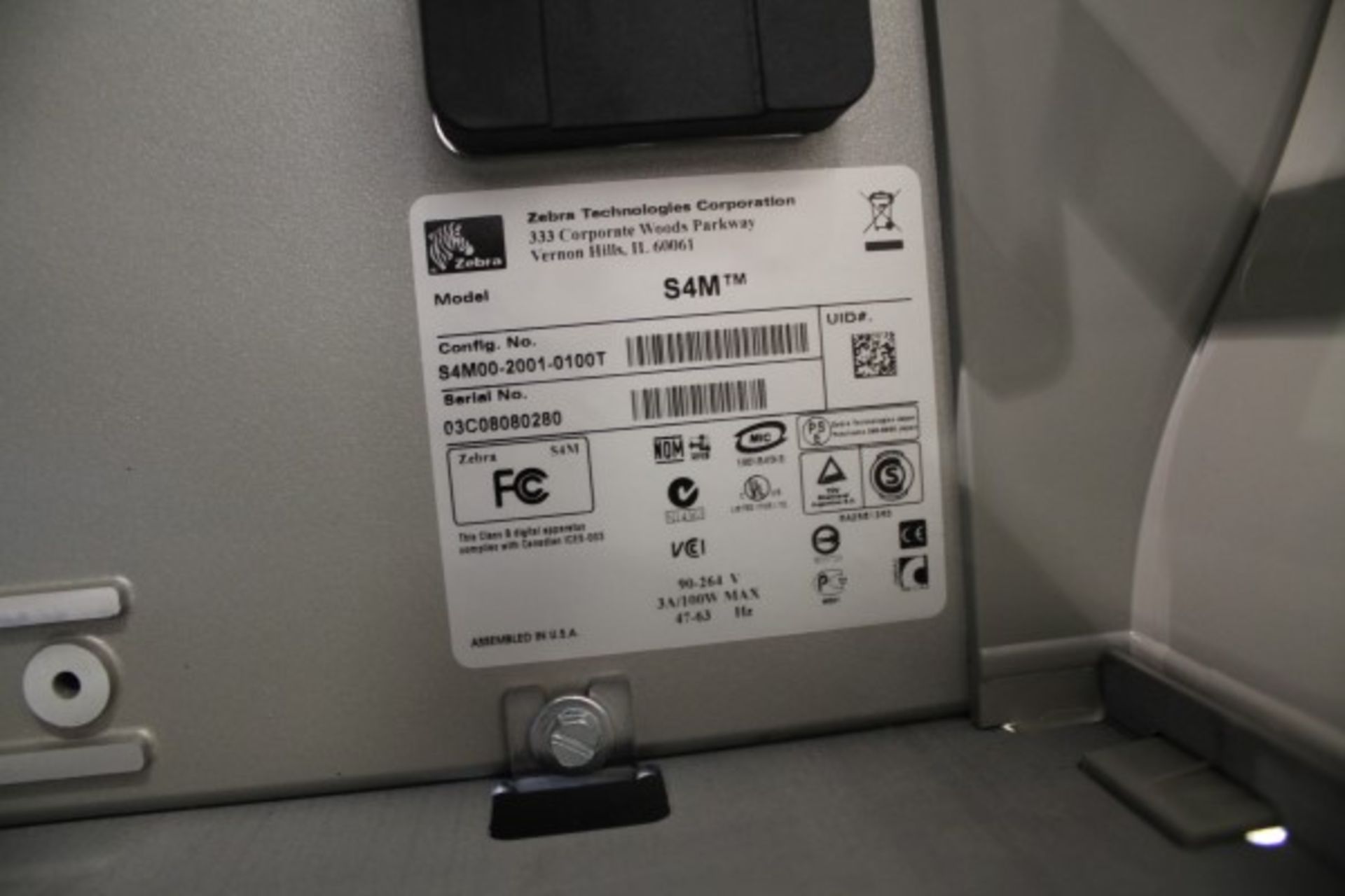 Zebra Label Printer, M# S4M, S/N 03C080280 | Loading Fee: $5 - Image 2 of 2