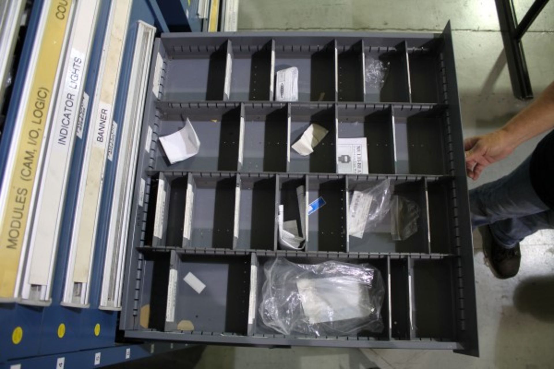 Stanley Vidmar 10 Drawer Storage Cabinet, W/ Contents, Electronic & Electrical Components - Image 7 of 11