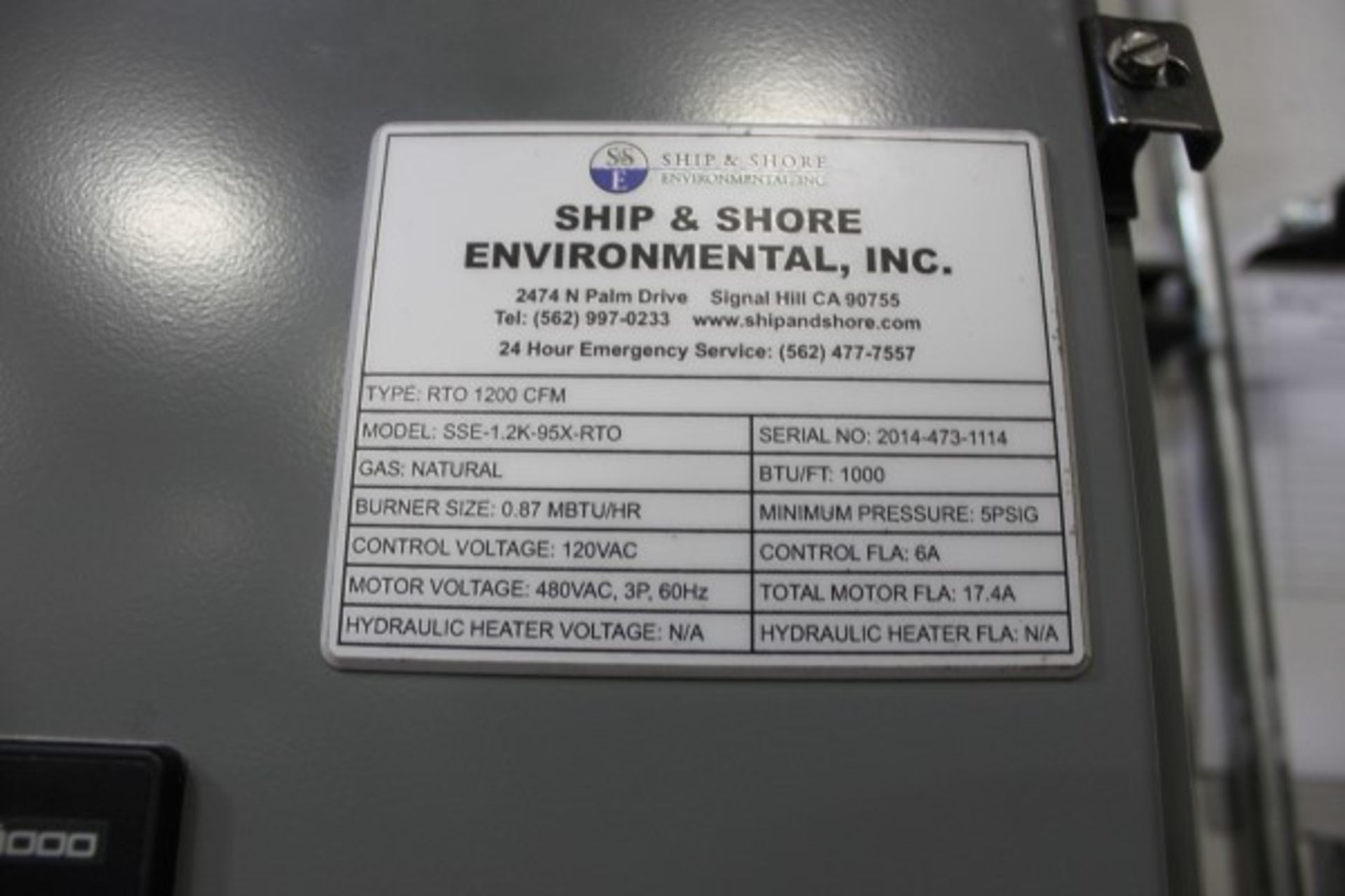 LOCATED IN HAYWARD, CA: 2014 Ship/Shore Environmental Regenerative Thermal Oxidizer - Image 9 of 9