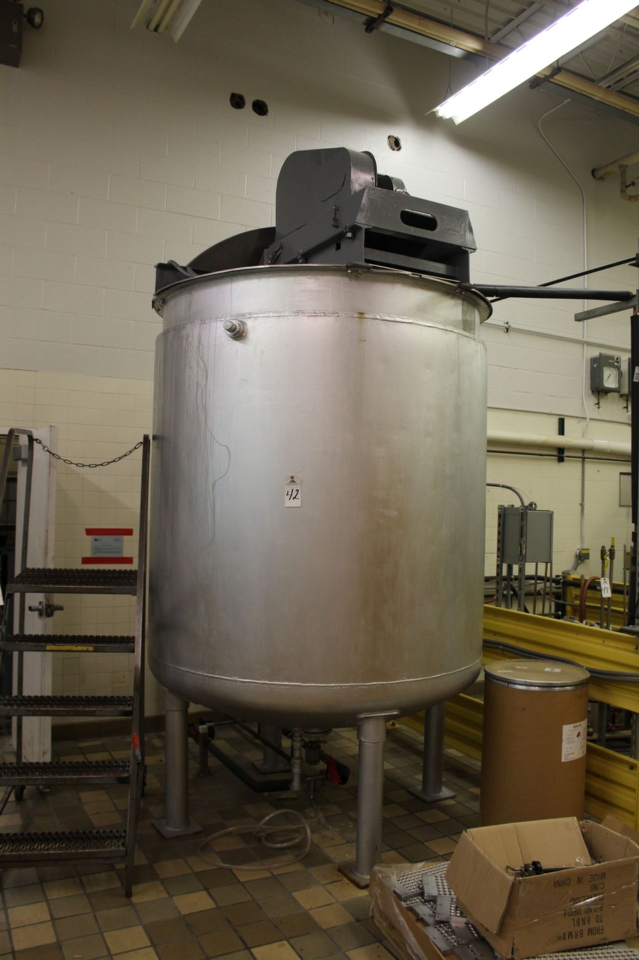 Perry 1,000 Gallon Jacketed Mixing Vessel, M# K, S/N A7692K, NBN 223, 64" I.D. X 72" Deep, Stainless