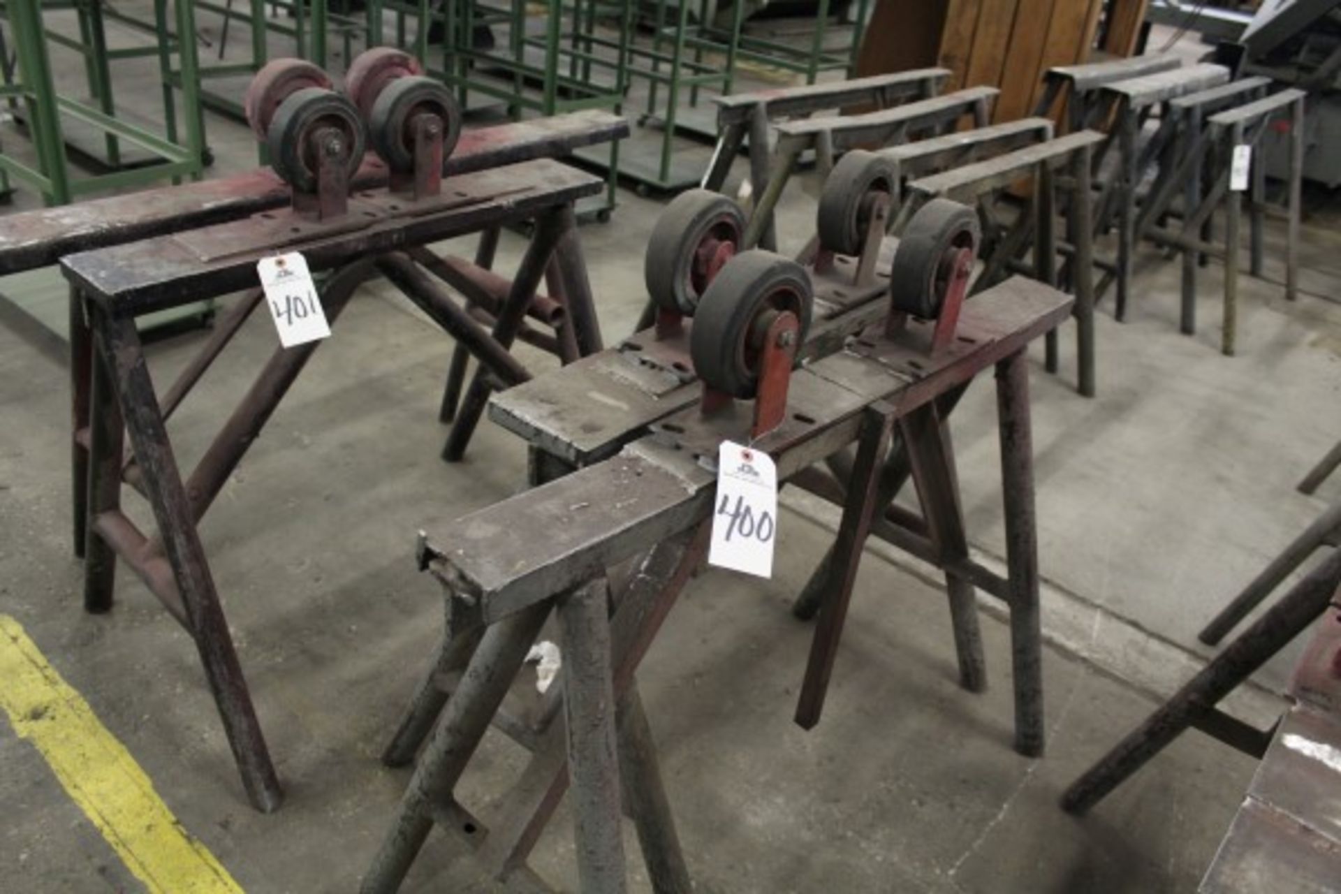 Lot of (2) Sawhorses, W/ Rollers