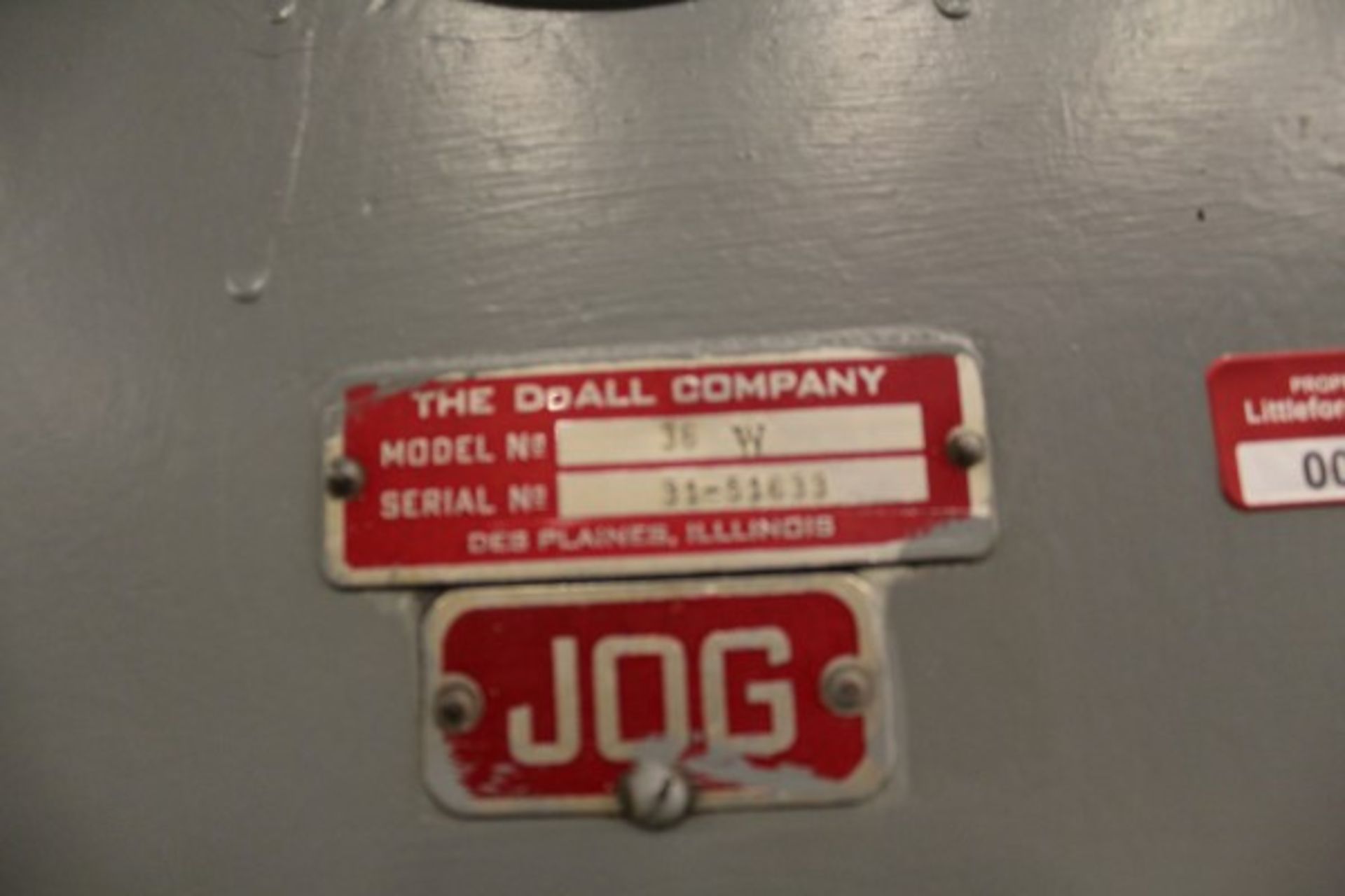 DoAll Vertical Band Saw, M# 36W, S/N 31-51633, Hydraulic Table Feed - Image 2 of 2