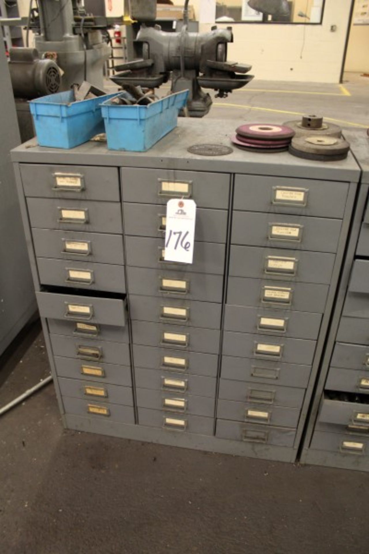 30 Drawer Storage Cabinet, W/ Contents, Tooling