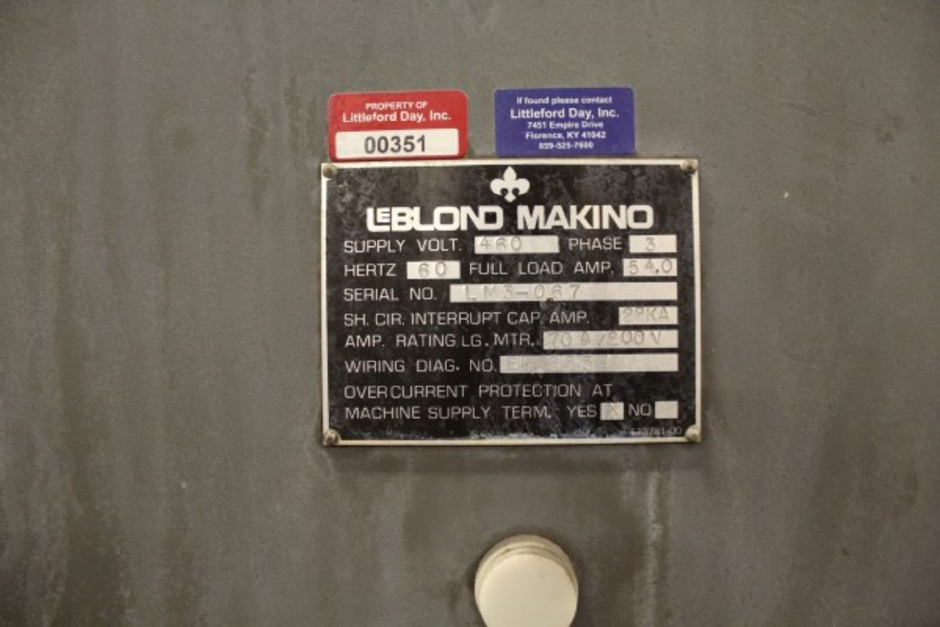 Leblond Makino Vertical Machining Center, M# FNC-128/A30, S/N LM3-067, Cat 50, 3,500 RPM, 20 HP, - Image 6 of 6