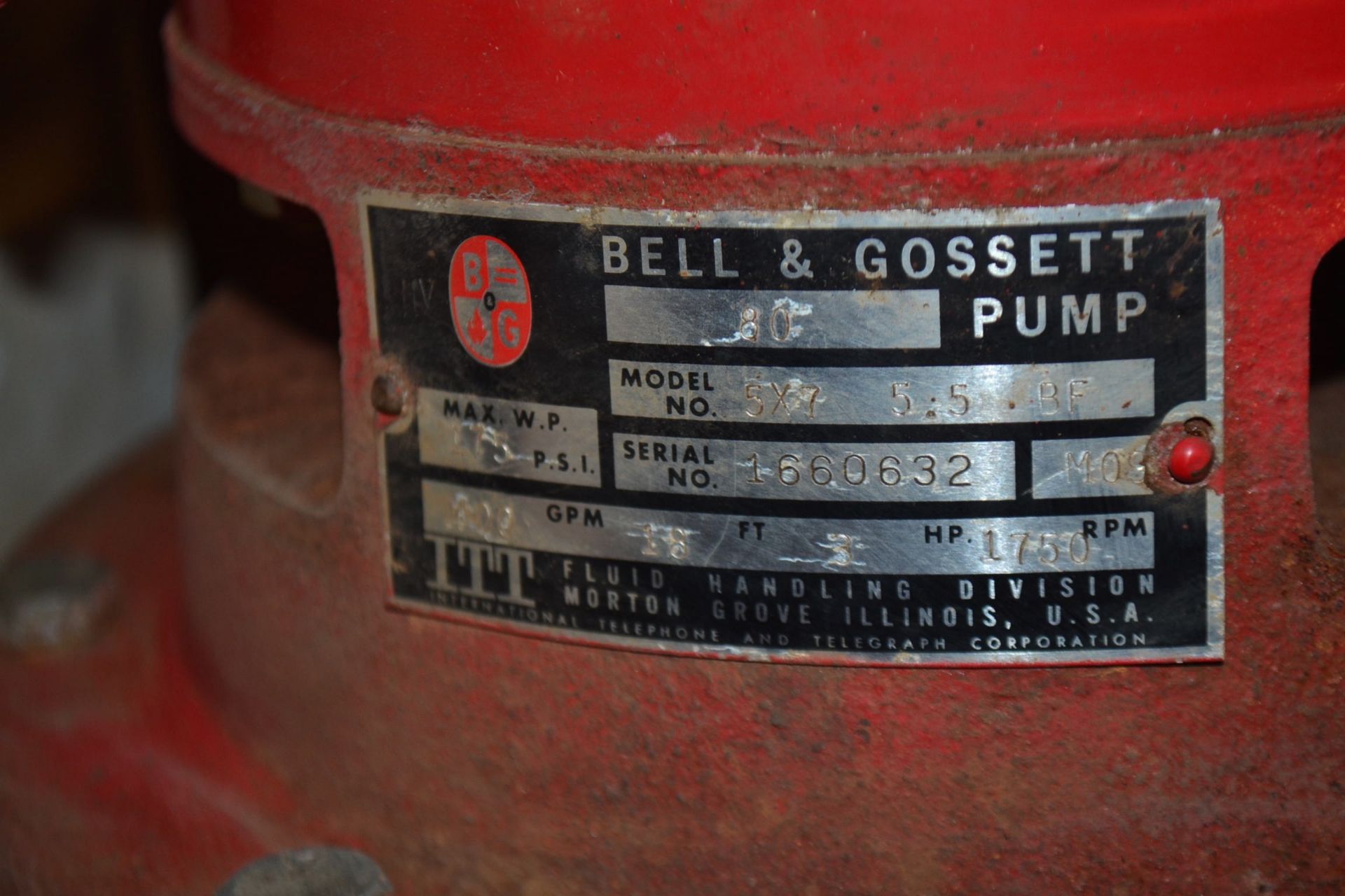 LOT OF 5 BELL GOSSETT MODEL 80 CIRCULATING PUMPS 230/460V-AC - 2X 5"X7", 1X 3"X7", 2X 4"X7" - Image 2 of 9