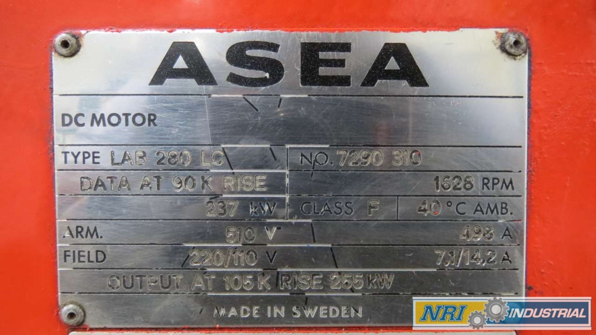 ASEA LAB 280 LC FORCED DRAUGHT 237KW 510V-DC 1628RPM DC ELECTRIC MOTOR - Image 3 of 4