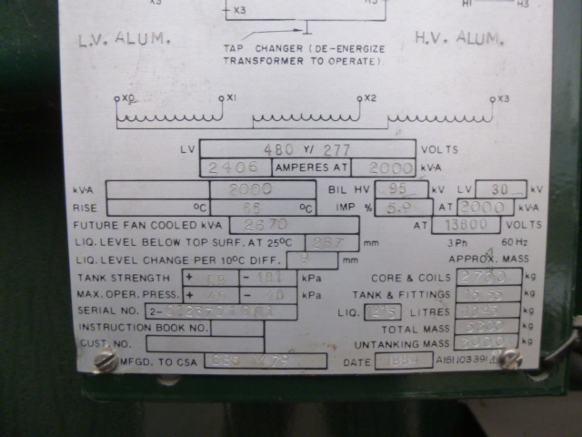 FERRANTI-PACKARD LIMITED TRANSFORMER TYPE ONAN - Image 3 of 3