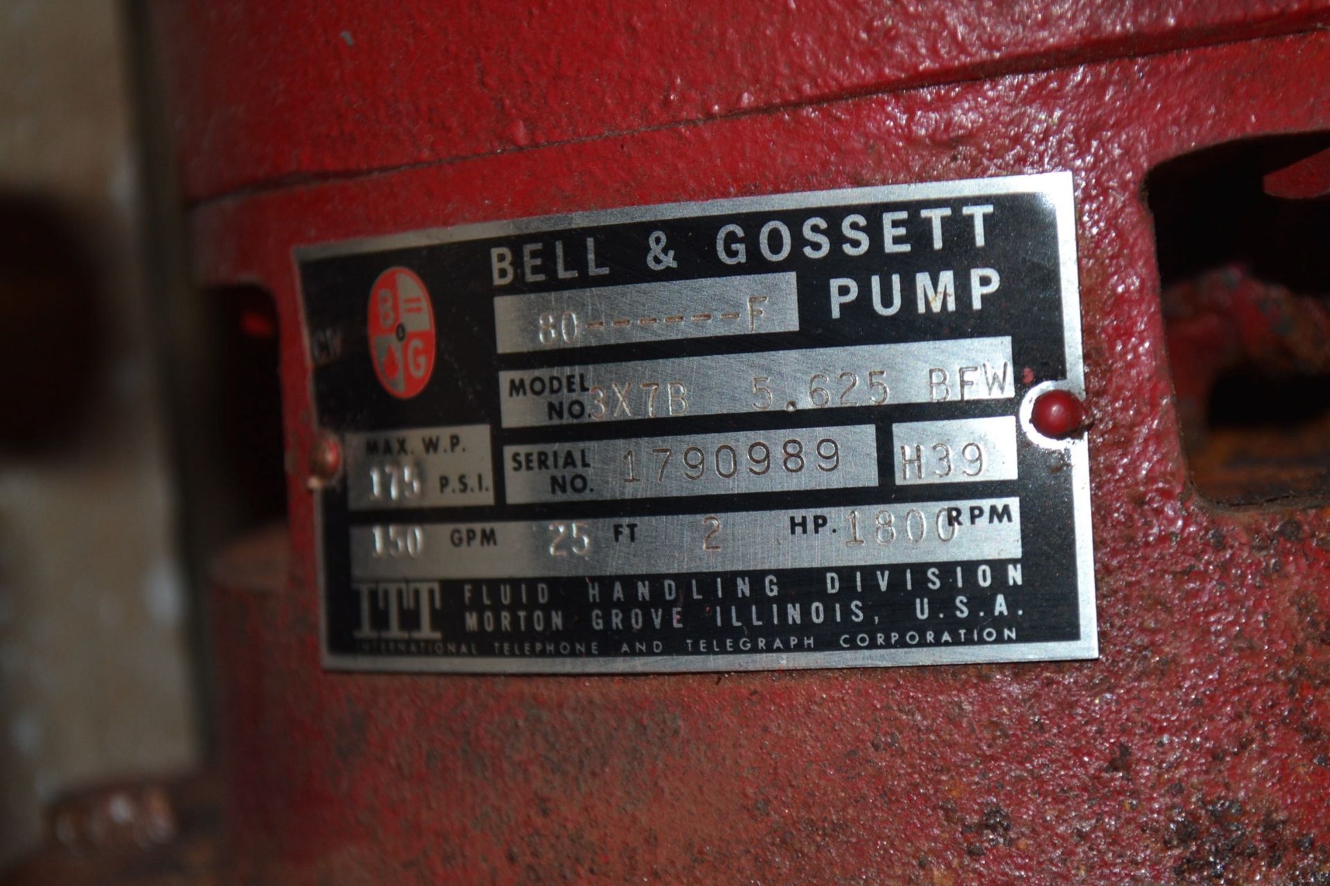 LOT OF 5 BELL GOSSETT MODEL 80 CIRCULATING PUMPS 230/460V-AC - 2X 5"X7", 1X 3"X7", 2X 4"X7" - Image 6 of 9