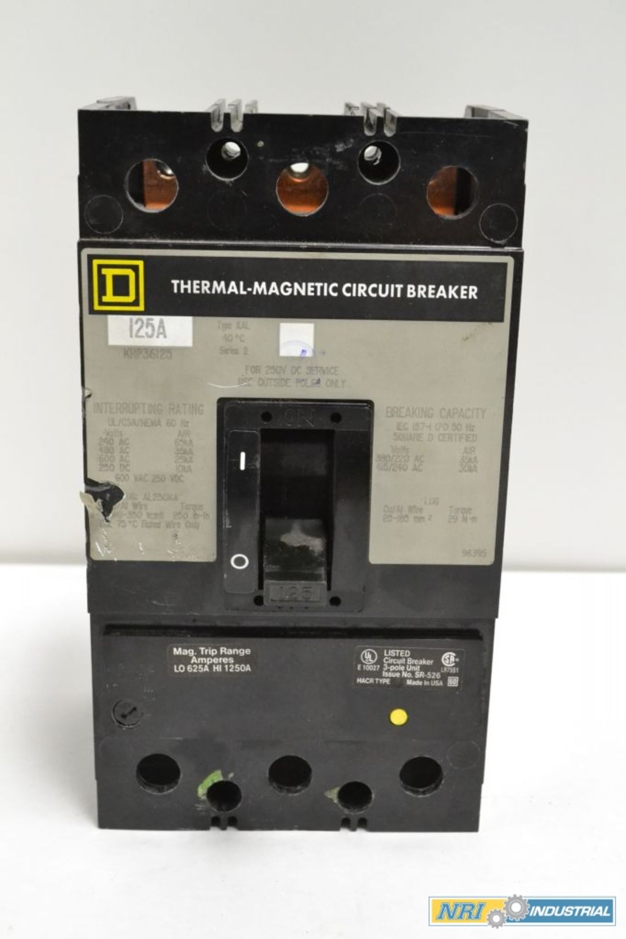 SQUARE D KHP36125 3P 125A AMP 600V-AC MOLDED CASE CIRCUIT BREAKER