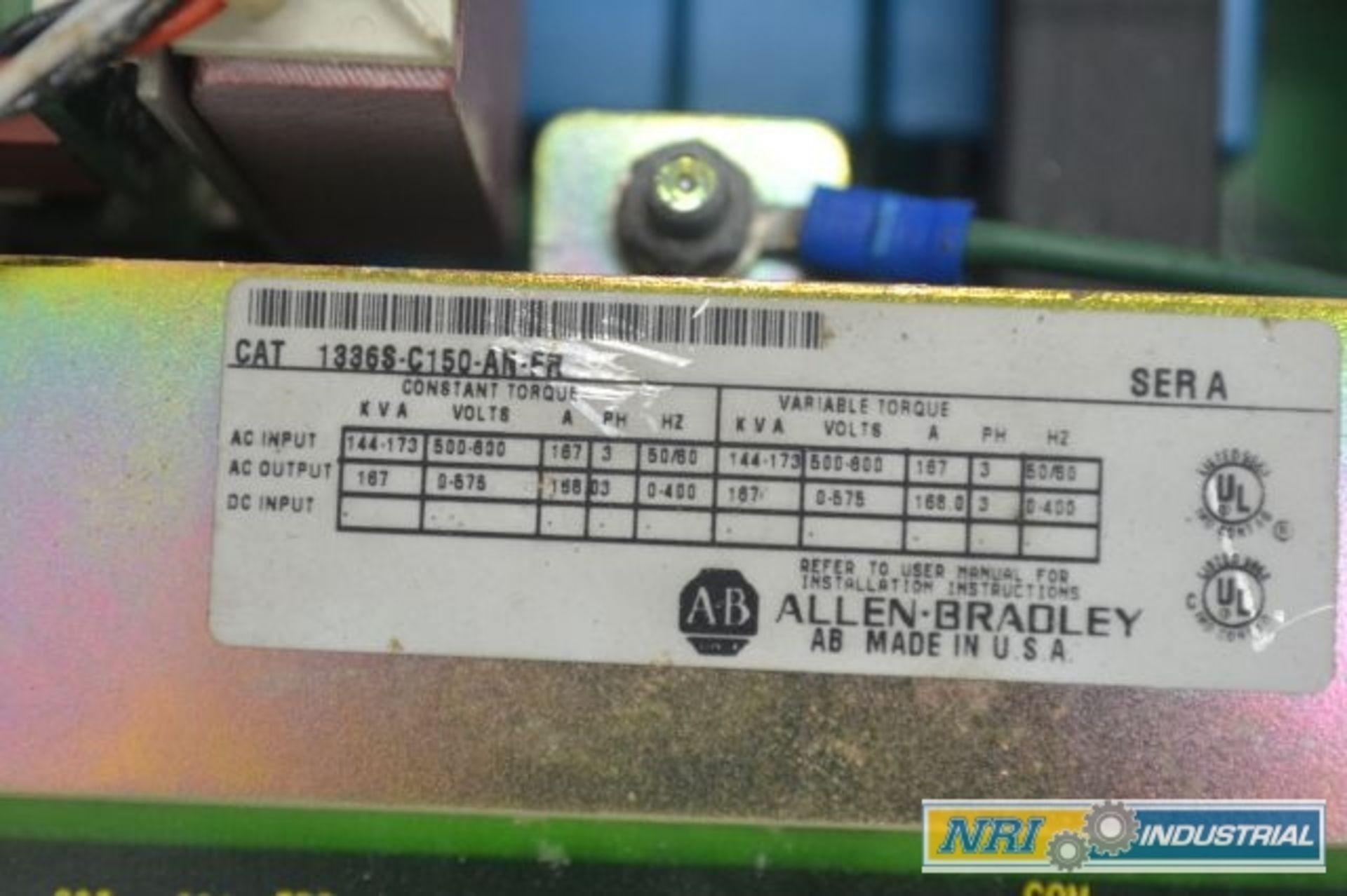 ALLEN BRADLEY 1336S-C150-AN-FR 150HP 168A AMP AC MOTOR DRIVE - Image 3 of 3