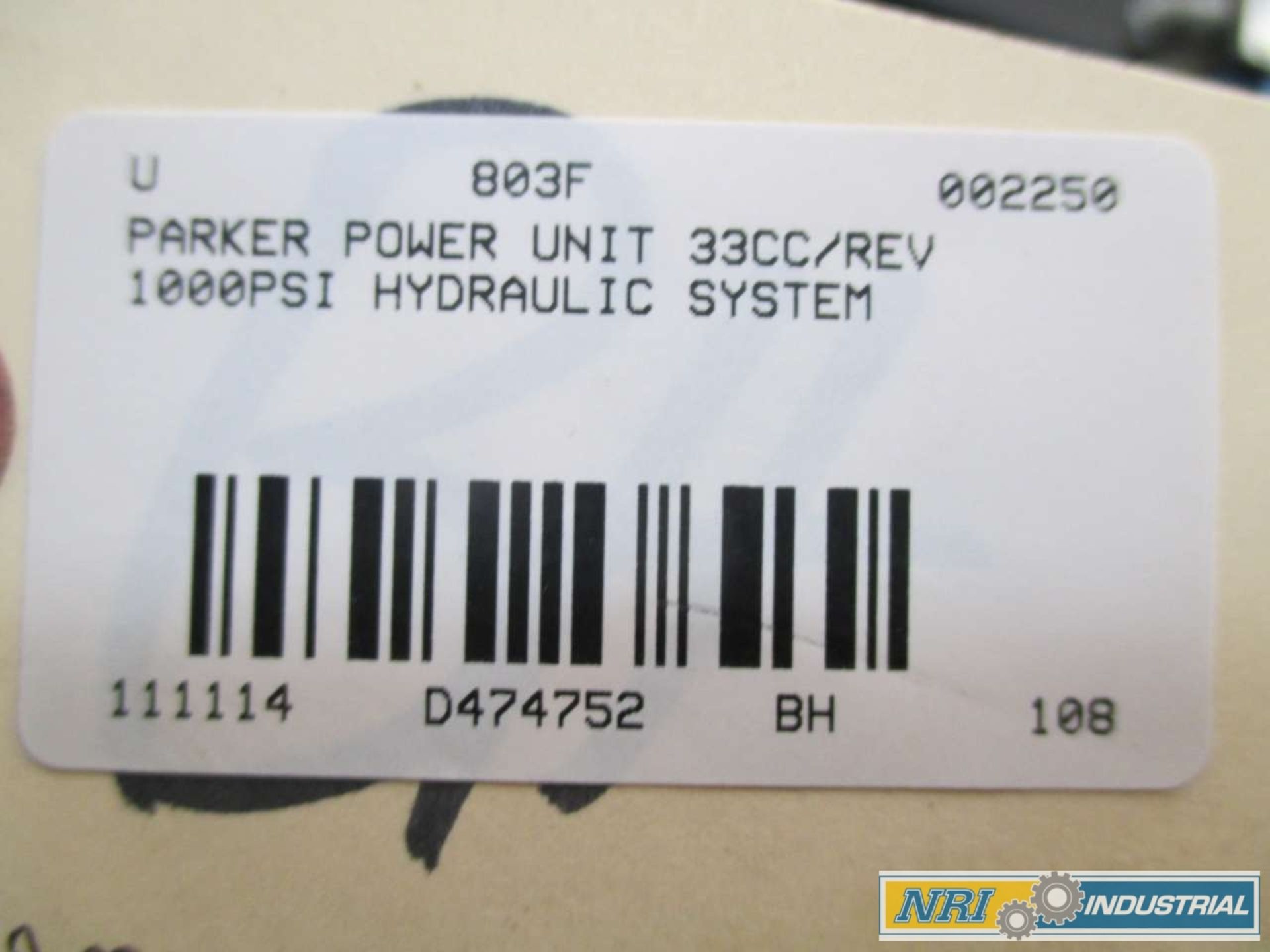 PARKER POWER UNIT 10HP 230/460V-AC 33CC/REV 1000PSI HYDRAULIC SYSTEM - Image 3 of 3