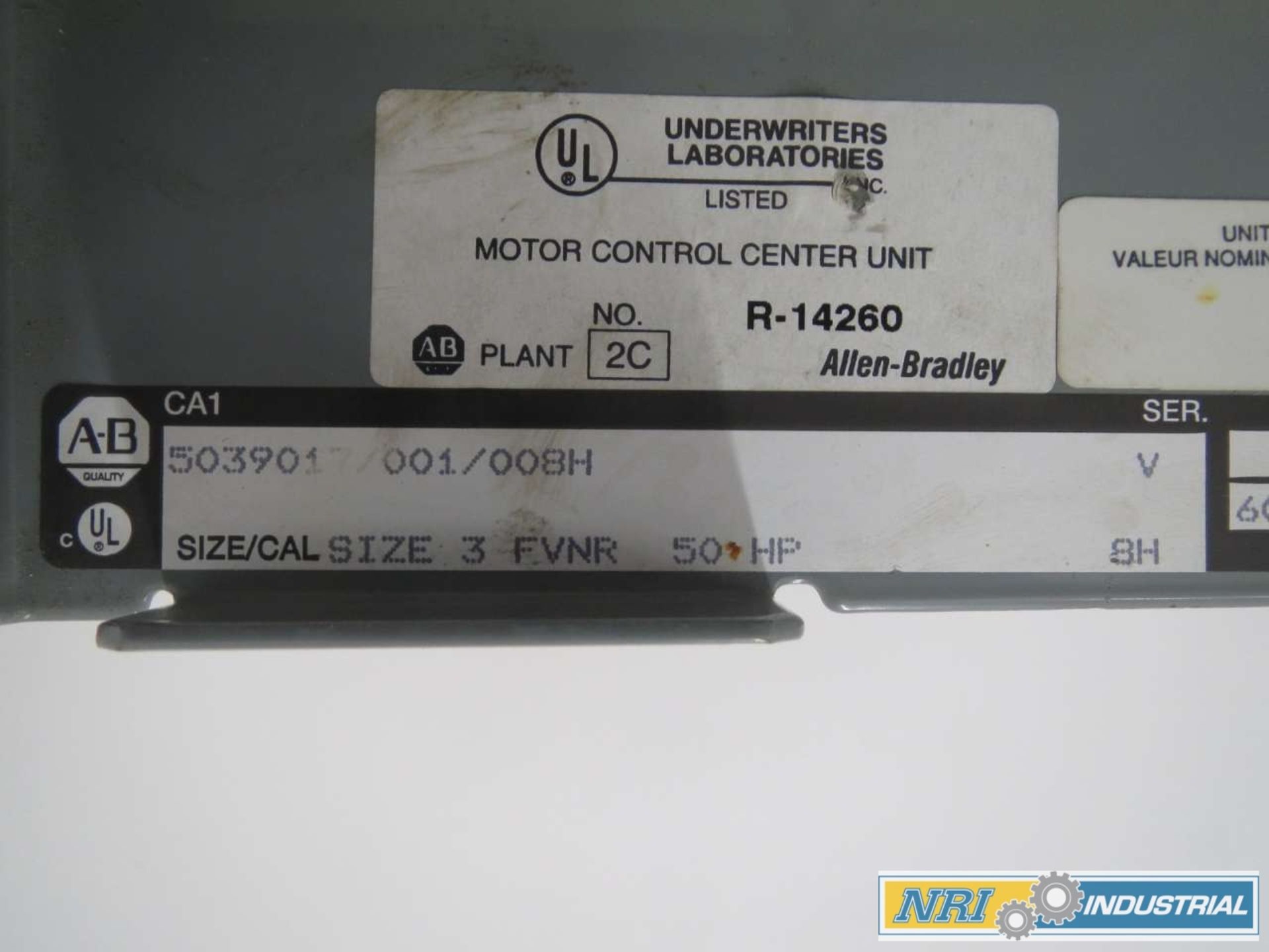 ALLEN BRADLEY 509-DOD-XXX 90A AMP 50HP FUSIBLE SIZE 3 32 IN STARTER MCC BUCKET - Image 2 of 2