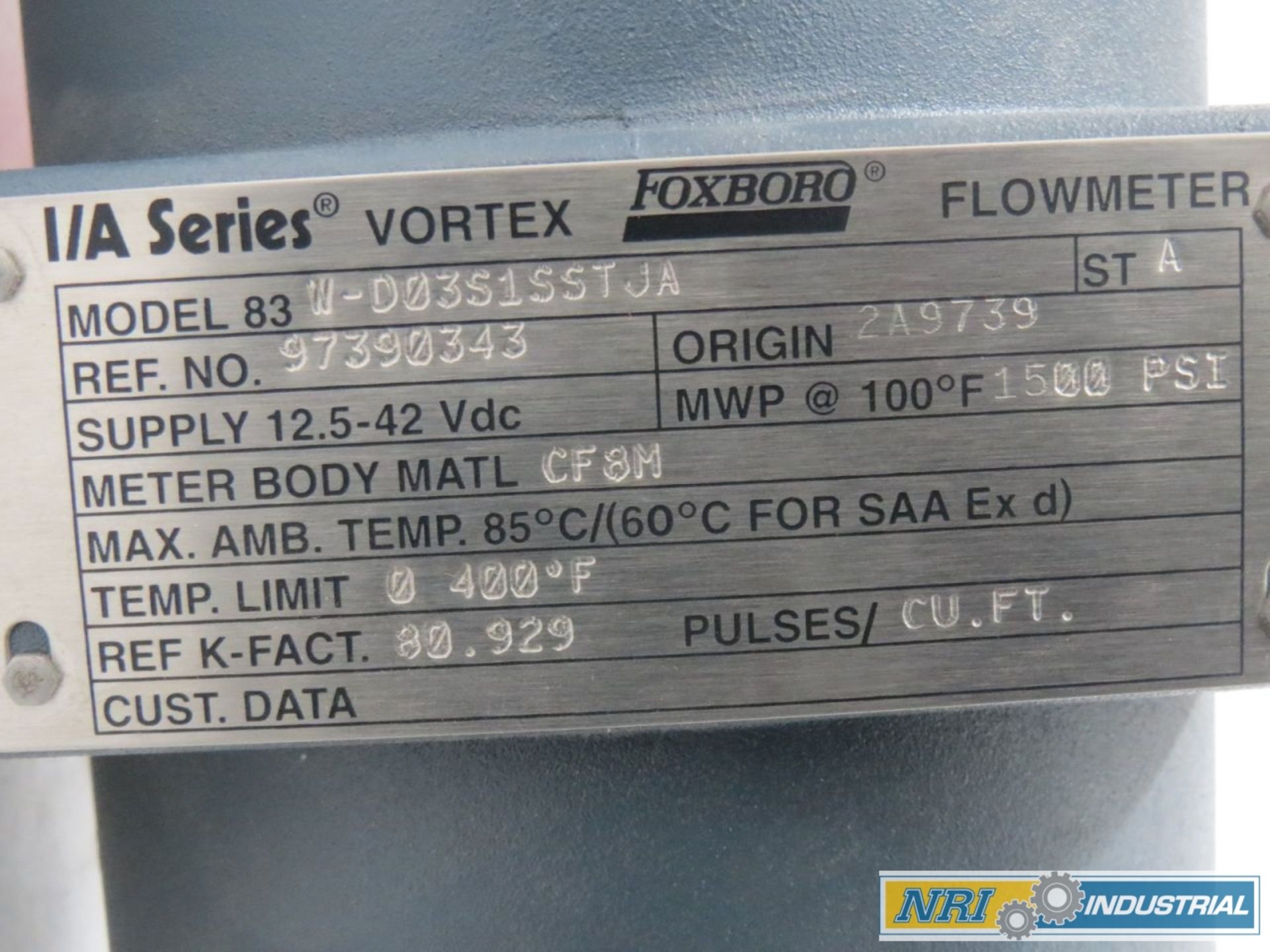 FOXBORO 83W-D03S1SSTJA I/A SERIES VORTEX 1/2 IN FLOWMETER - Image 4 of 4