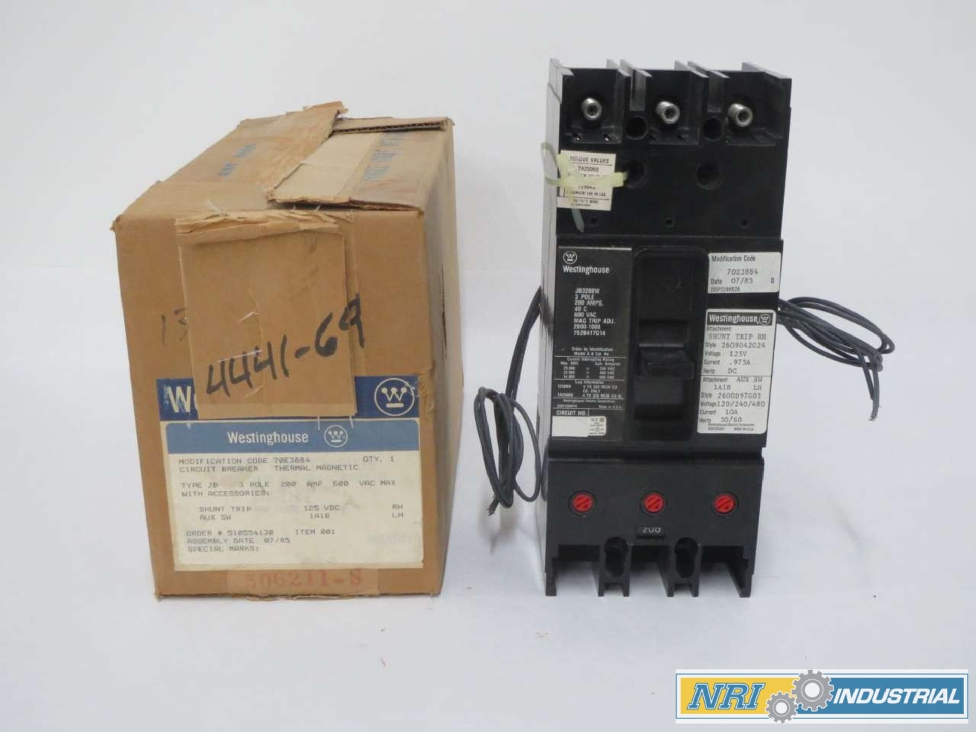 WESTINGHOUSE JB3200W 3P 200A AMP 600V-AC MOLDED CASE CIRCUIT BREAKER