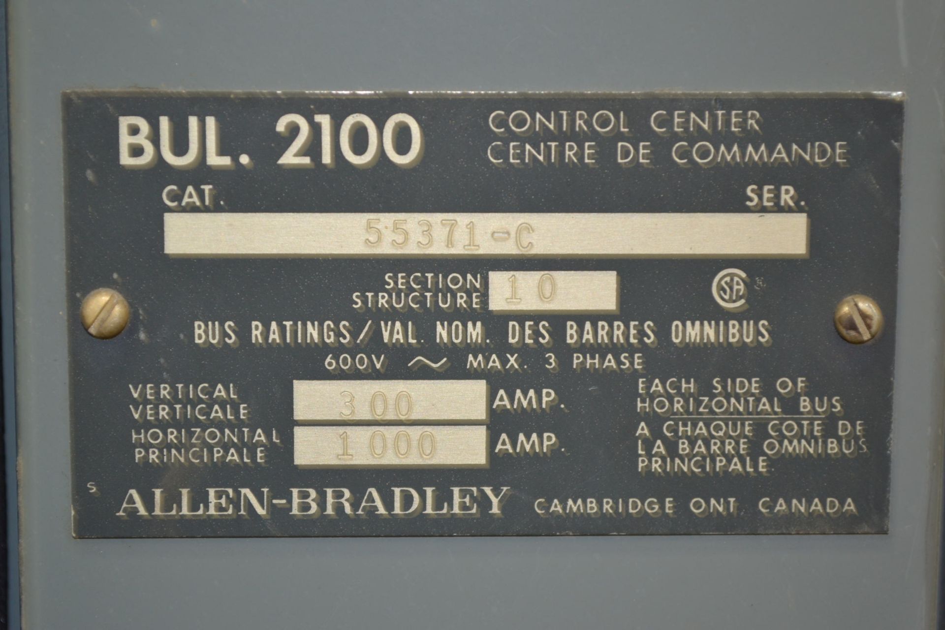 ALLEN BRADLEY 2100 CENTERLINE MOTOR CONTROL CENTER MCC STARTER CABINET - Image 3 of 3