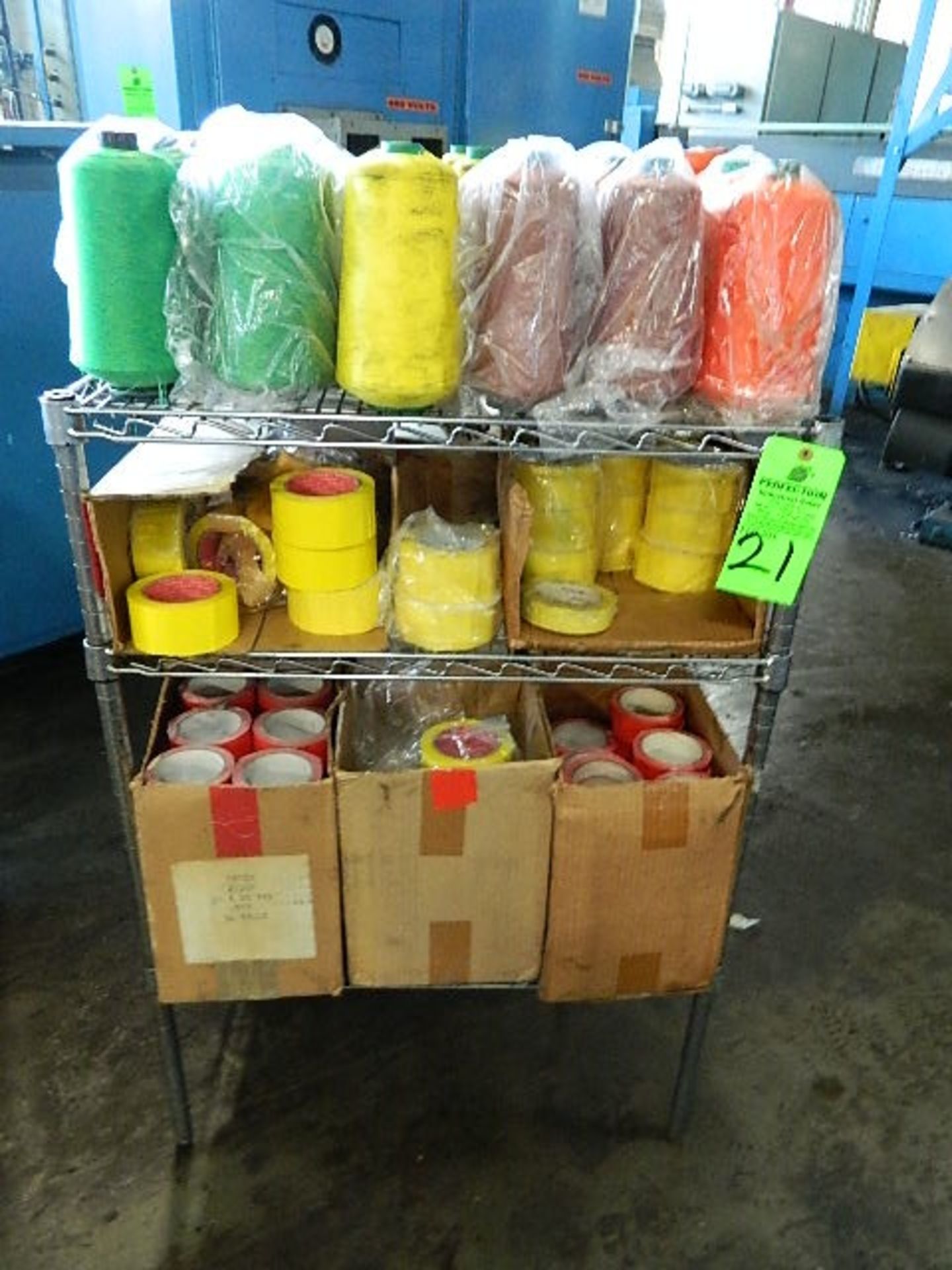 Metro Rack w/ 8 Cases of Tape, Rolls of String in various colors