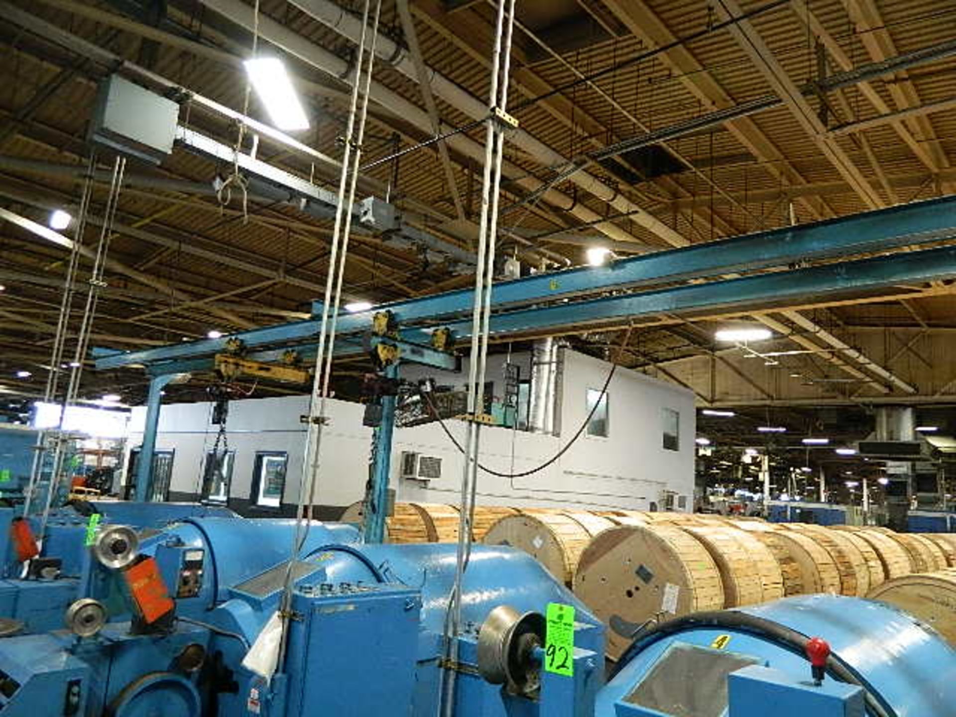 Overhead Hoists 36' w/ 2 500lbs Pneumatic chain hoist approx. 10' High