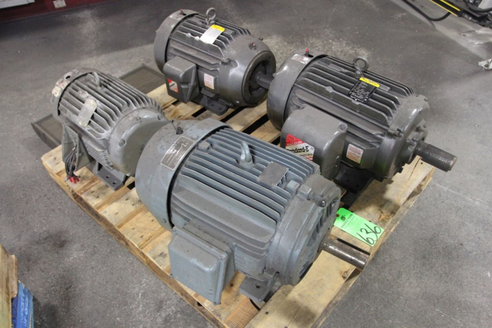 Lot of (4) Industrial Motors Including 30 HP Baldor,  25 HP WEG, and (2) 20 HP Baldor