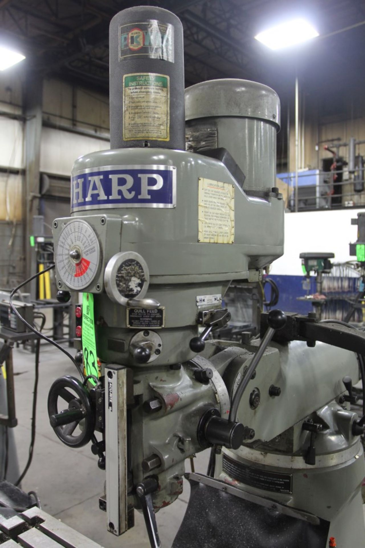 Sharp 3 HP CNC Mill, S/N. 20327571; Acu Rite MP2 Control; 9" x 42" Table; 60-4500 RPM - Image 4 of 5