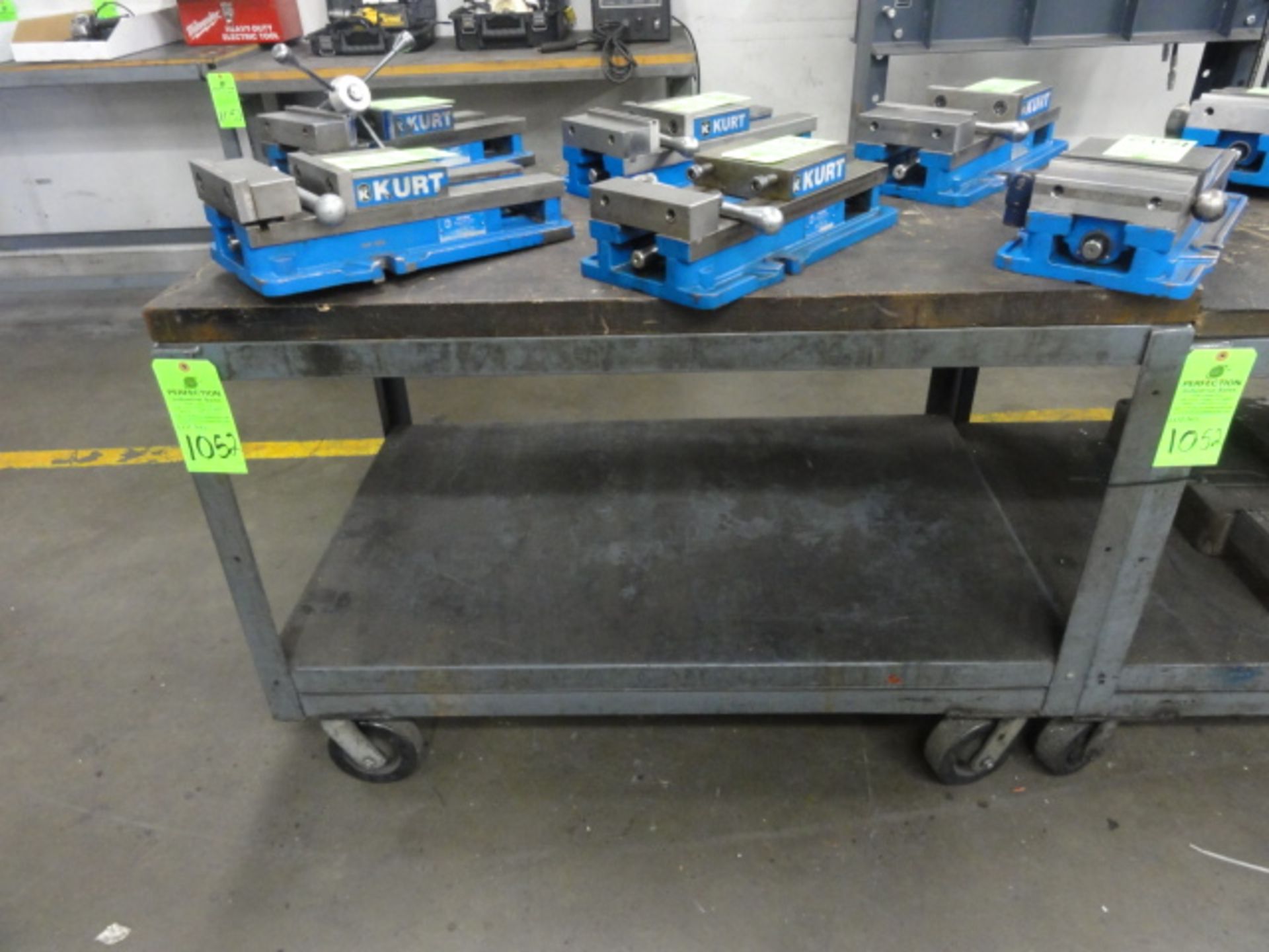 Lot of (5) Heavy Duty Steel Frame Wood Top Castered 30" x 48" Carts, Located in Plastics - Image 2 of 3