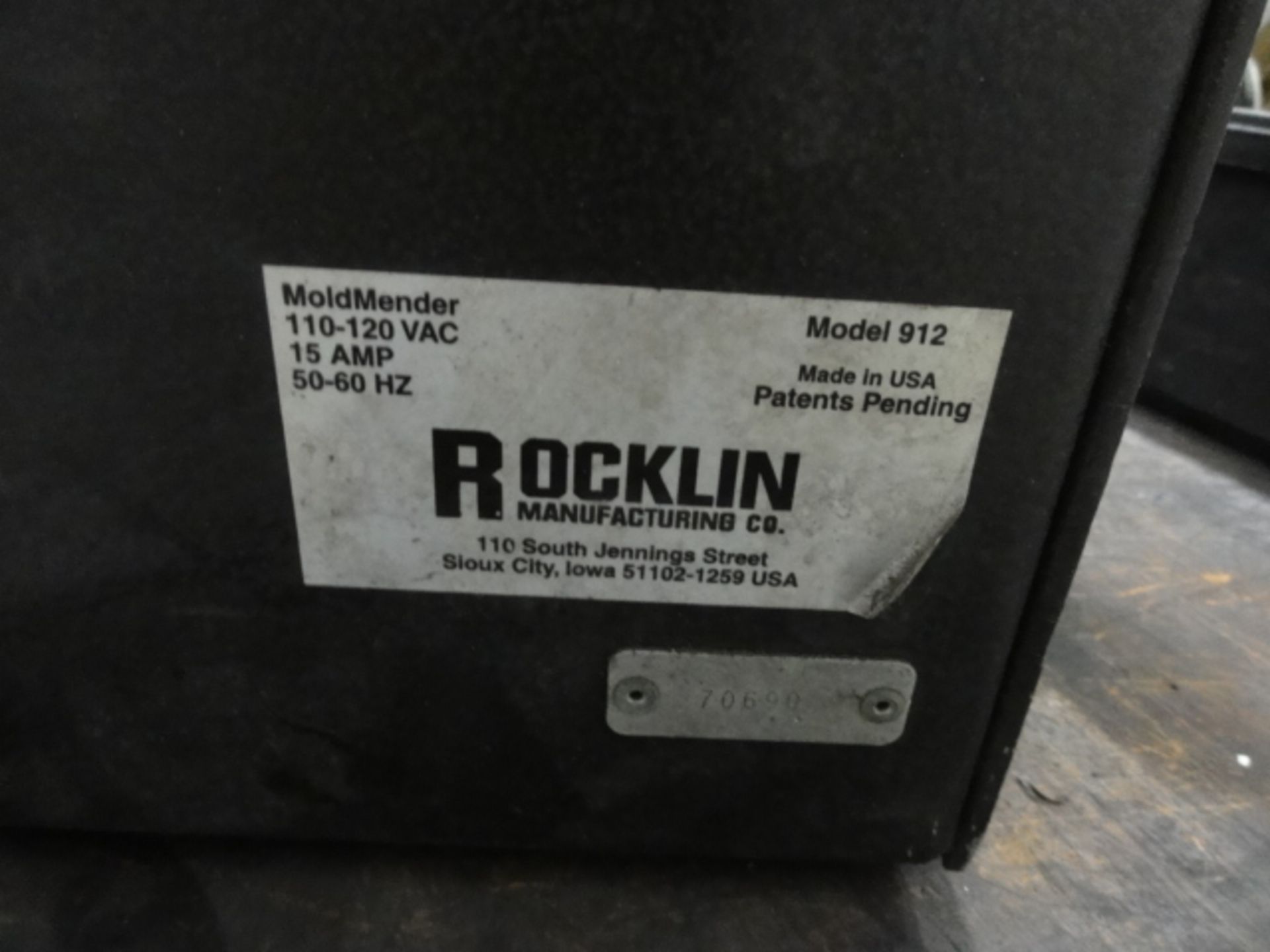 Rocklin Mold Mender Micro Welder, Model 912, w/ Associated Electrode & Ground, Foot Pedal - Image 3 of 3