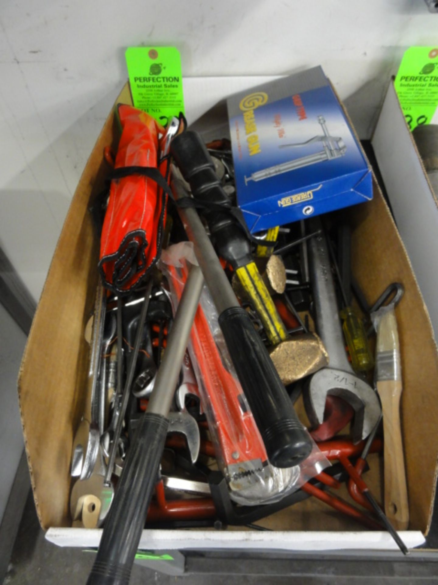 Large Lot of Hand Tools Incl Grease Guns, Wrenches, Pliers, Allen Wrenches, Hammers, Pipe Wrenches -