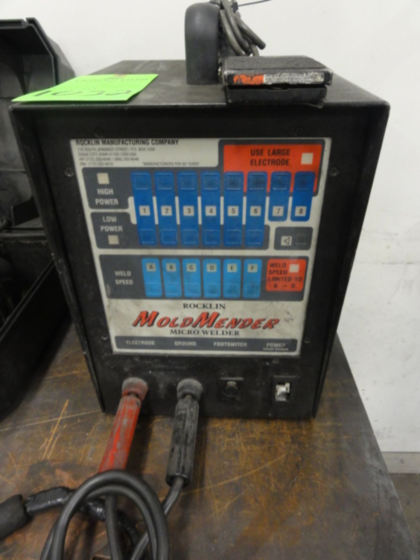 Rocklin Mold Mender Micro Welder, Model 912, w/ Associated Electrode & Ground, Foot Pedal - Image 2 of 3