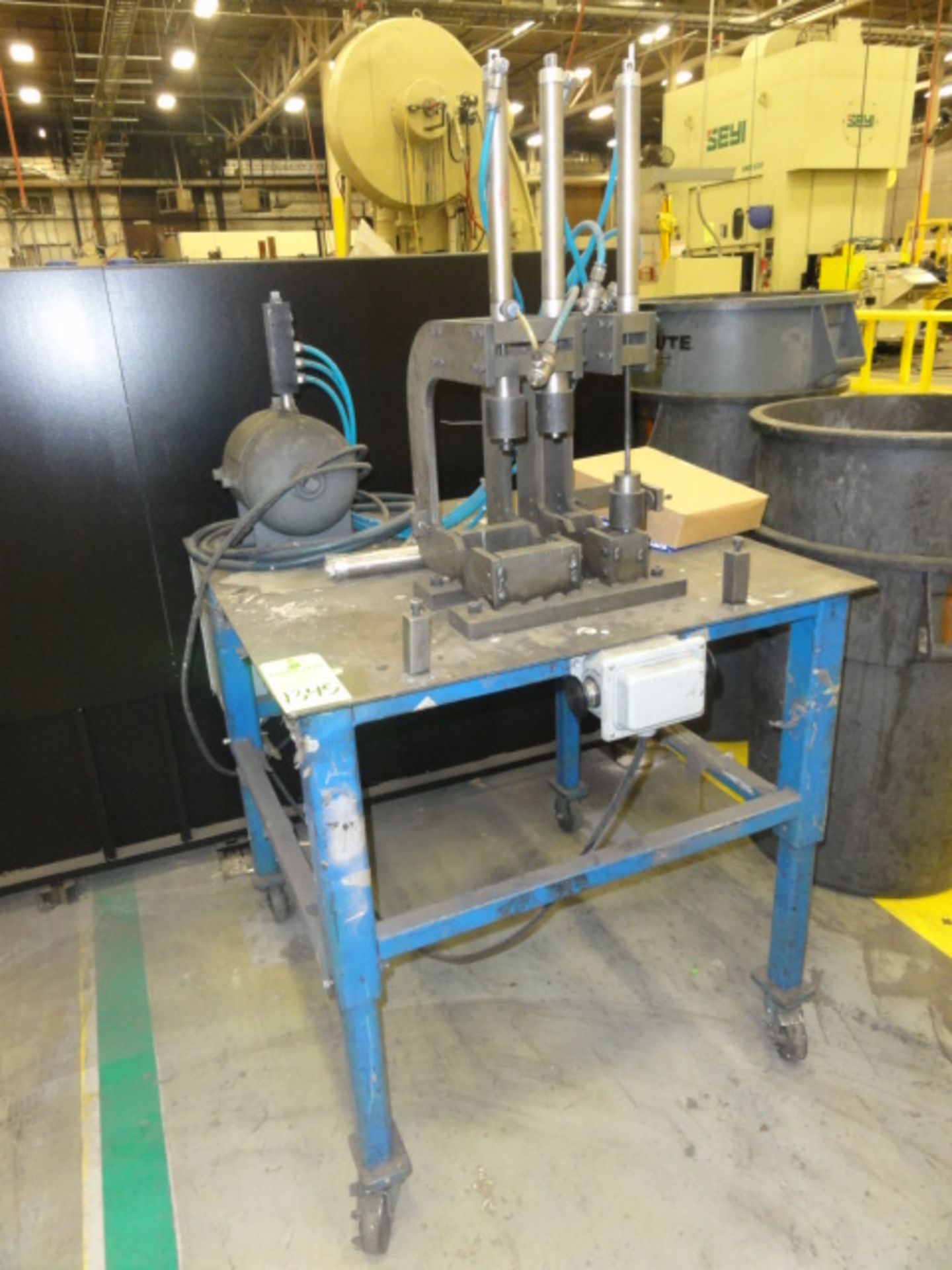 Custom Made Pneumatic Palm Controls & Castered Steel Table, (Location: Ogden)