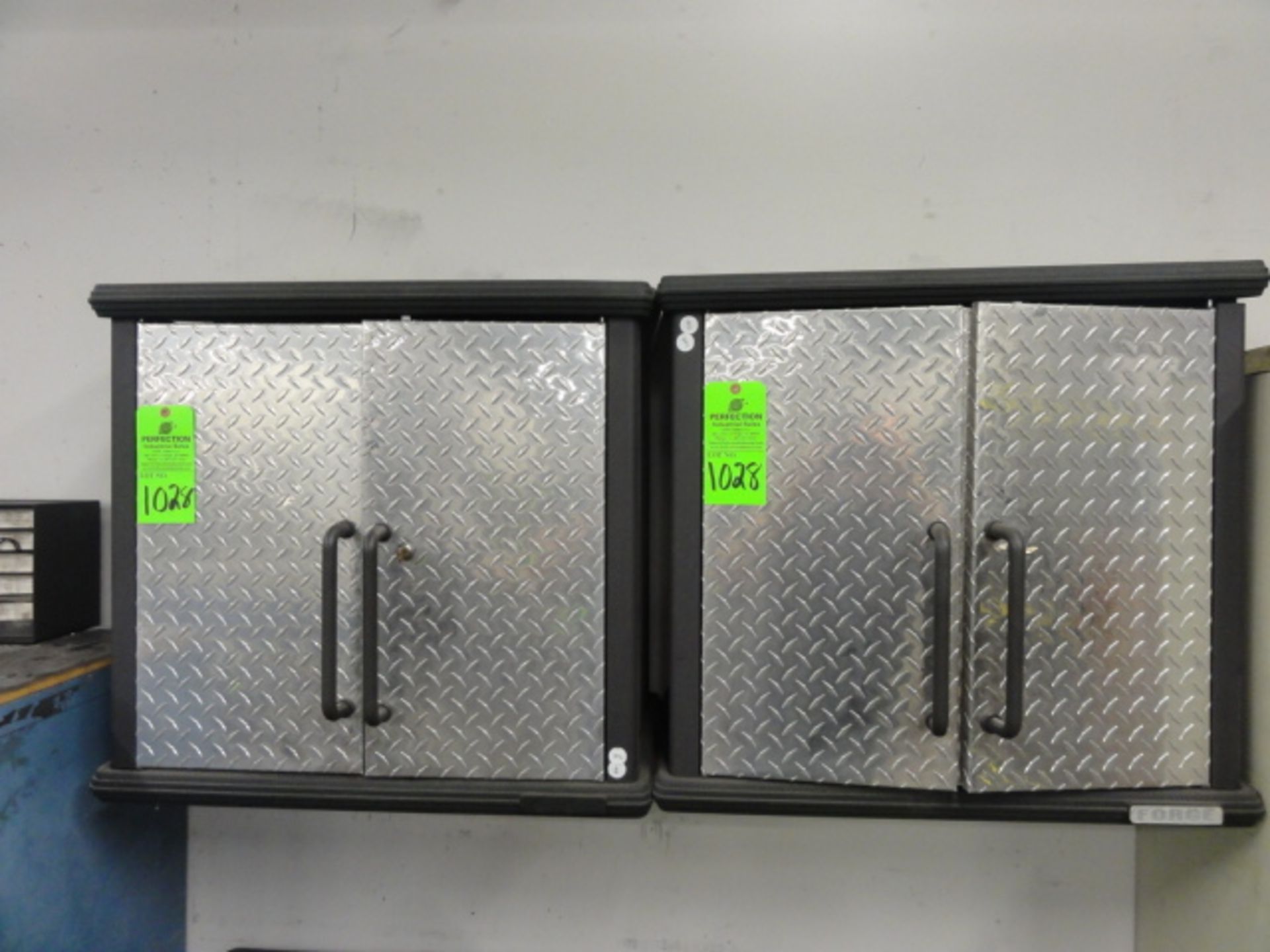 Lot of (2) Forge 2-Door Wall Mount Diamond Plate Storage Cabinets, (2) Forge 2-Door Castered - Image 2 of 7
