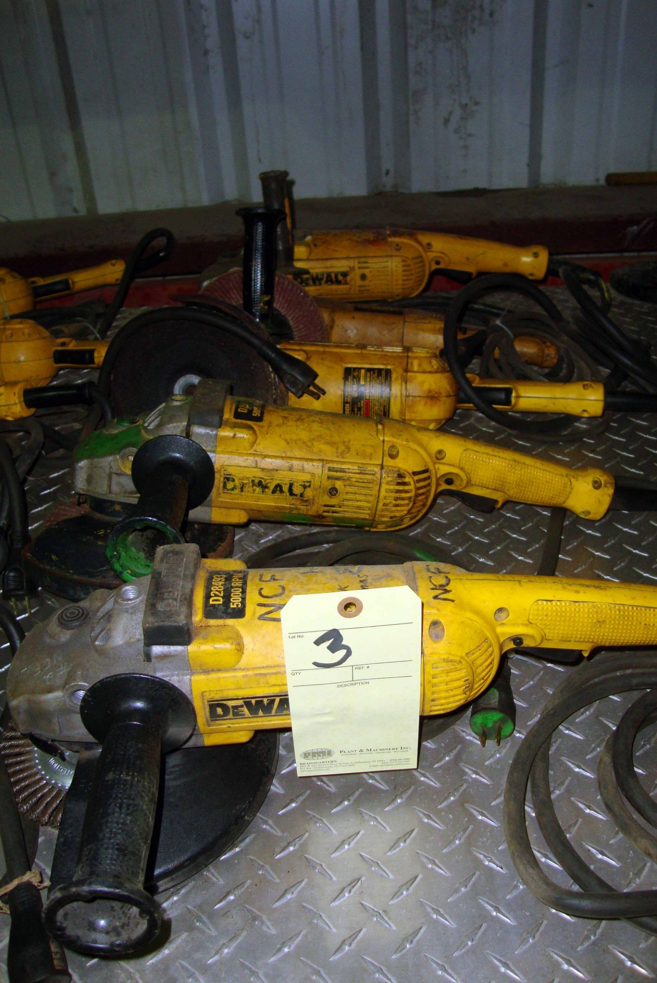 LOT OF ELECTRIC RIGHT ANGLE GRINDERS (5), DEWALT 8", H.D.