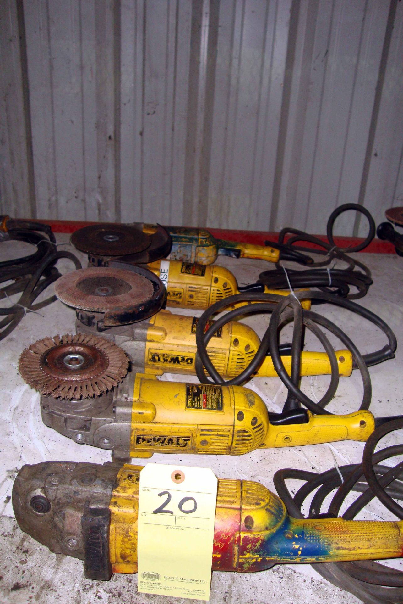 LOT OF ELECTRIC RIGHT ANGLE GRINDERS (5), DEWALT 8", H.D.