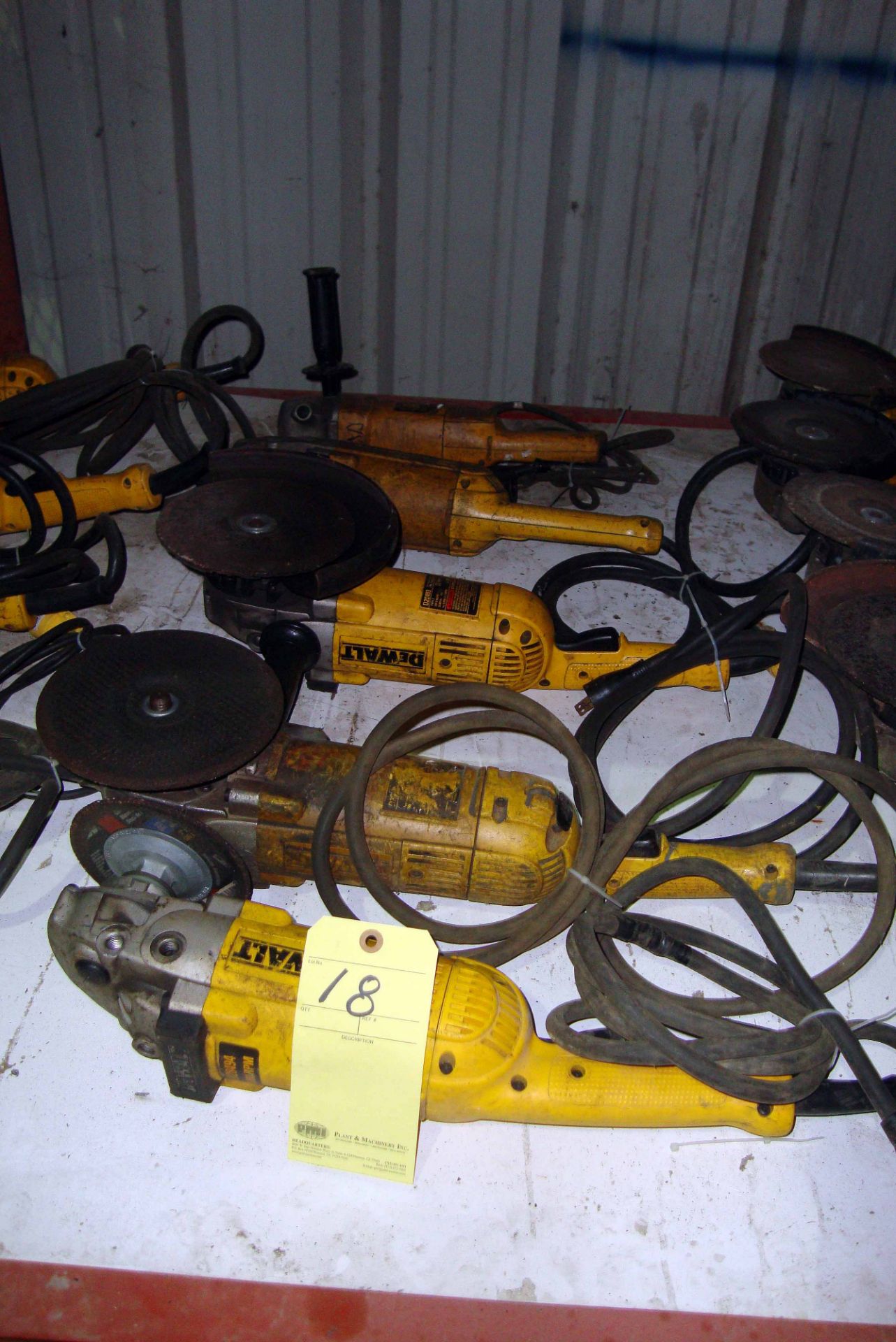 LOT OF ELECTRIC RIGHT ANGLE GRINDERS (5), DEWALT 8", H.D.